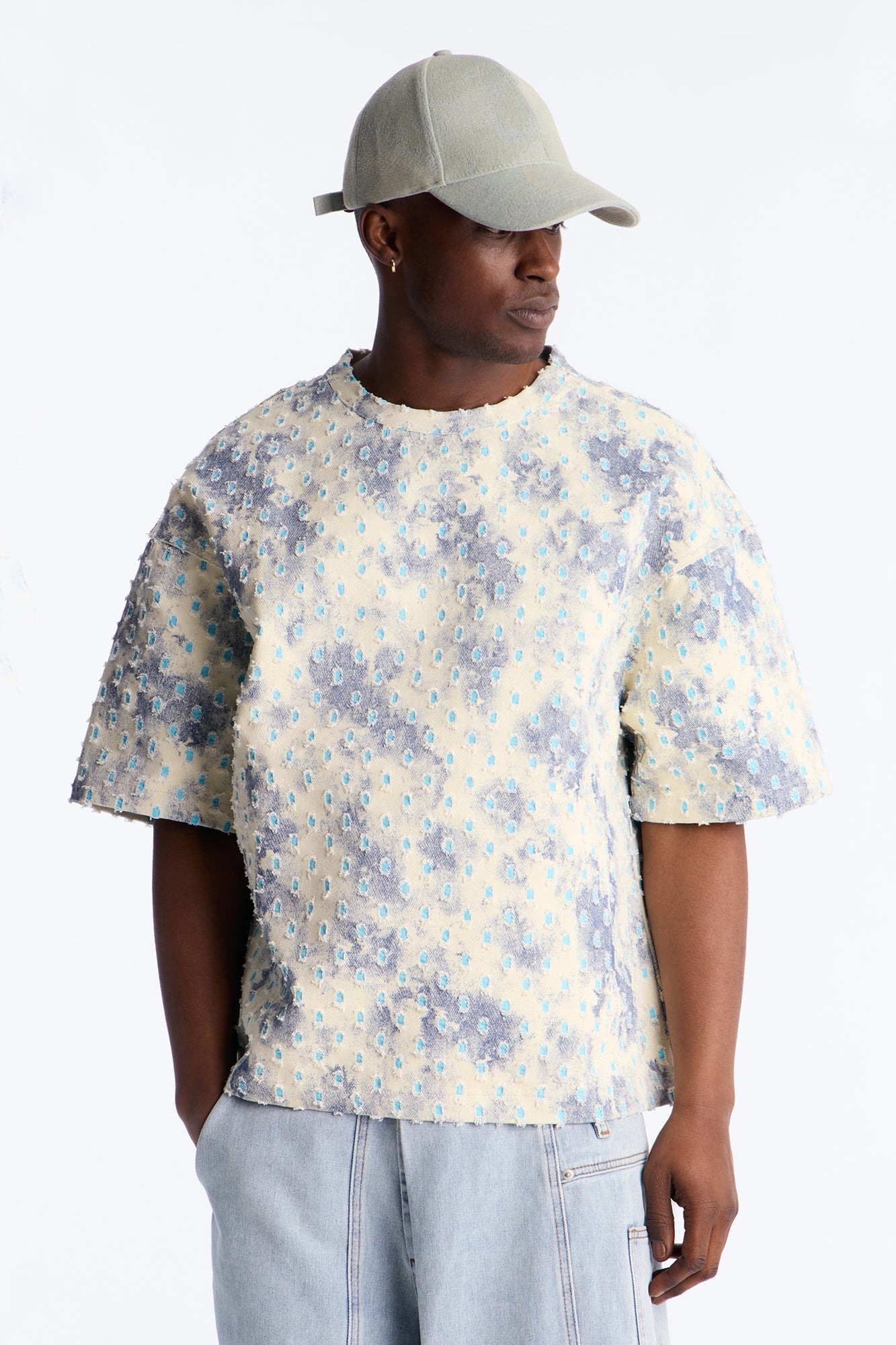 Boxy Desert Chrome Textured Shirt - White