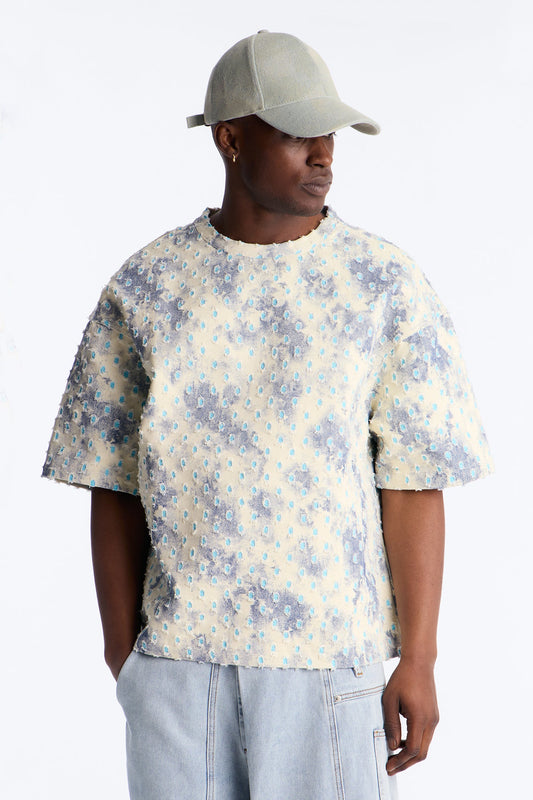 Boxy Desert Chrome Textured Shirt - White