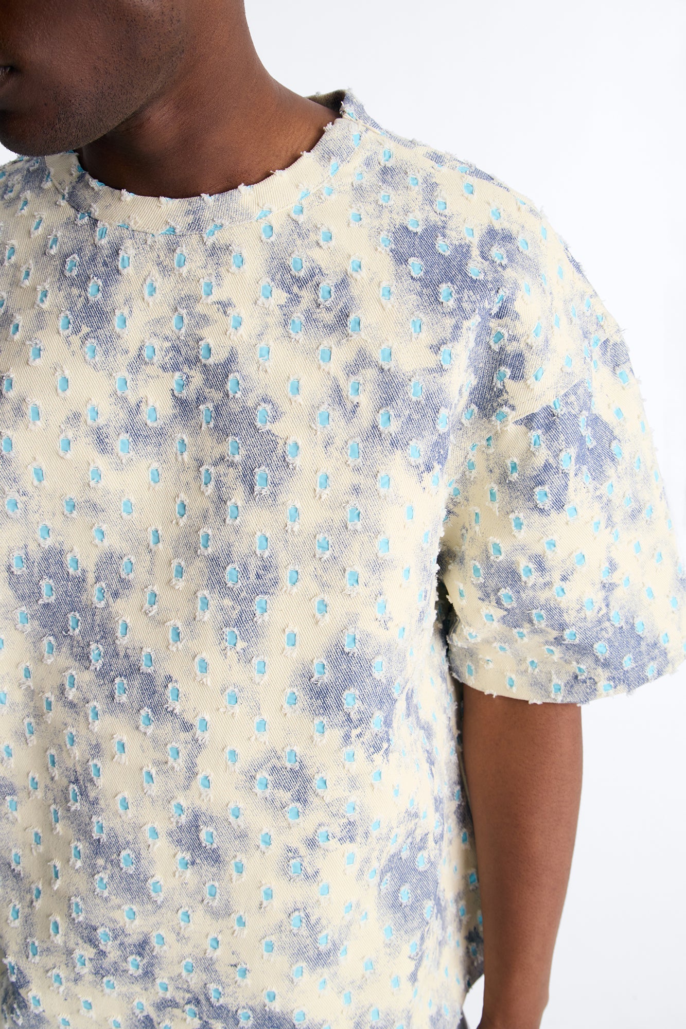 Boxy Desert Chrome Textured Shirt - White