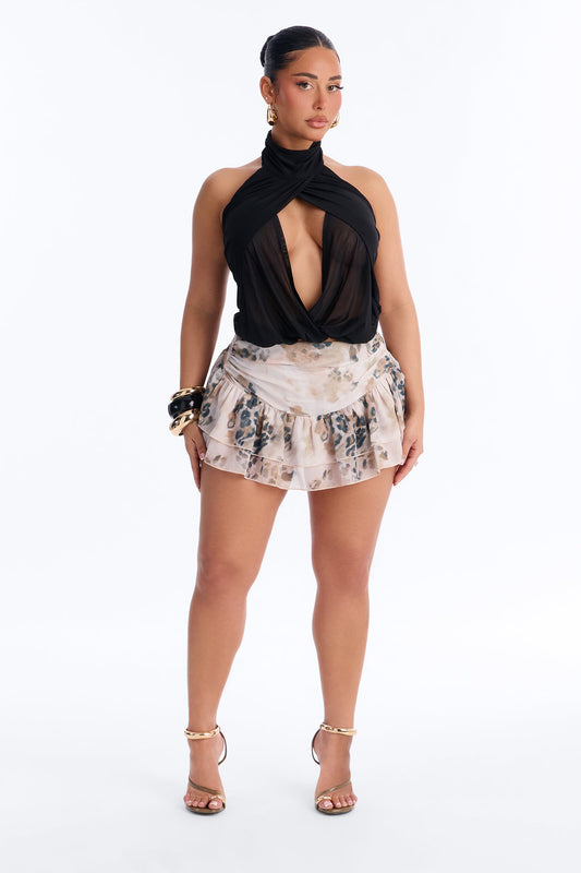 Rare Type Chiffon Leopard Print Mini Skirt - Taupe/combo Fashion Nova