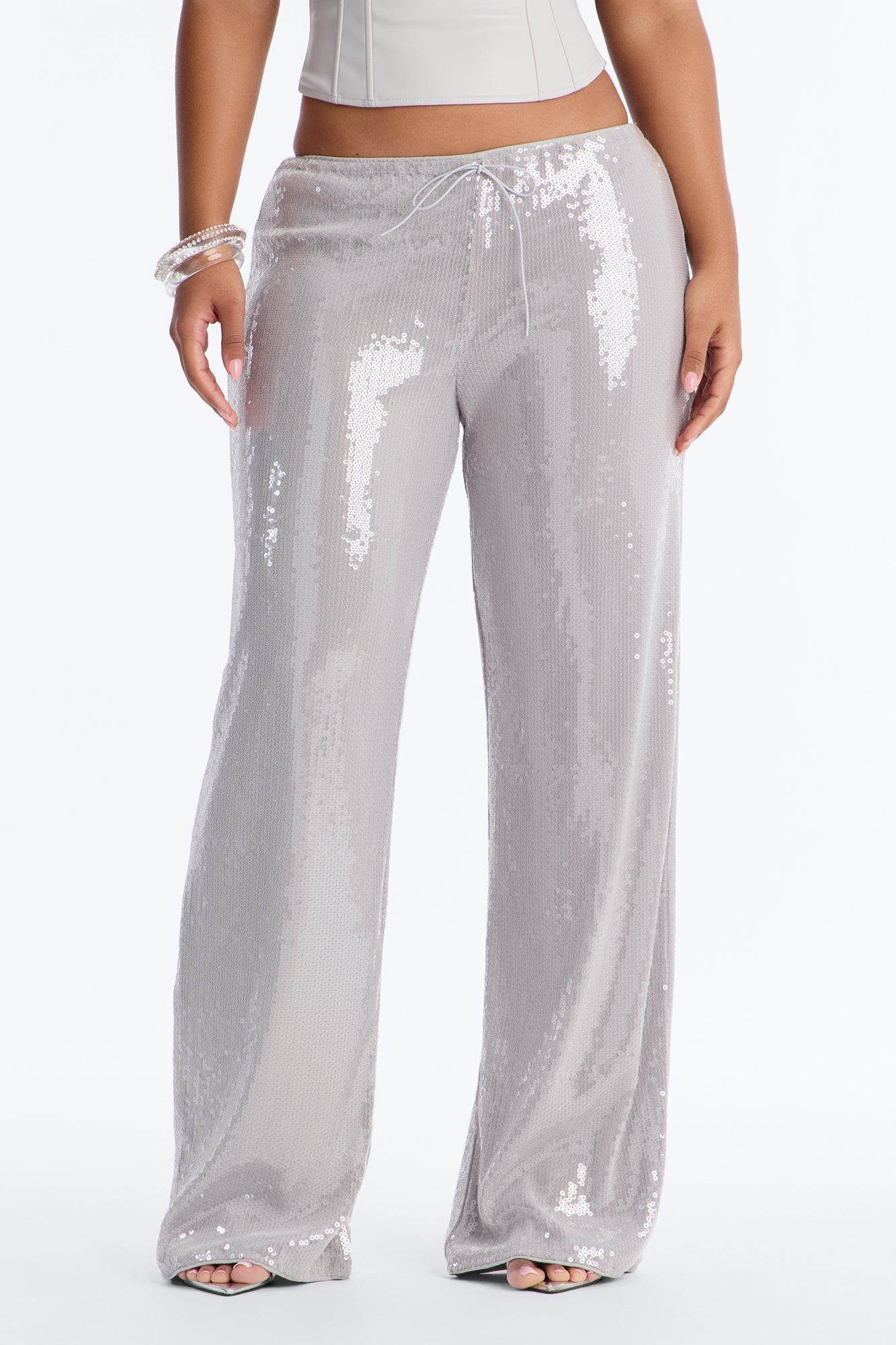 Glow Time Sequin Embellished Pants - Grey Fashion Nova