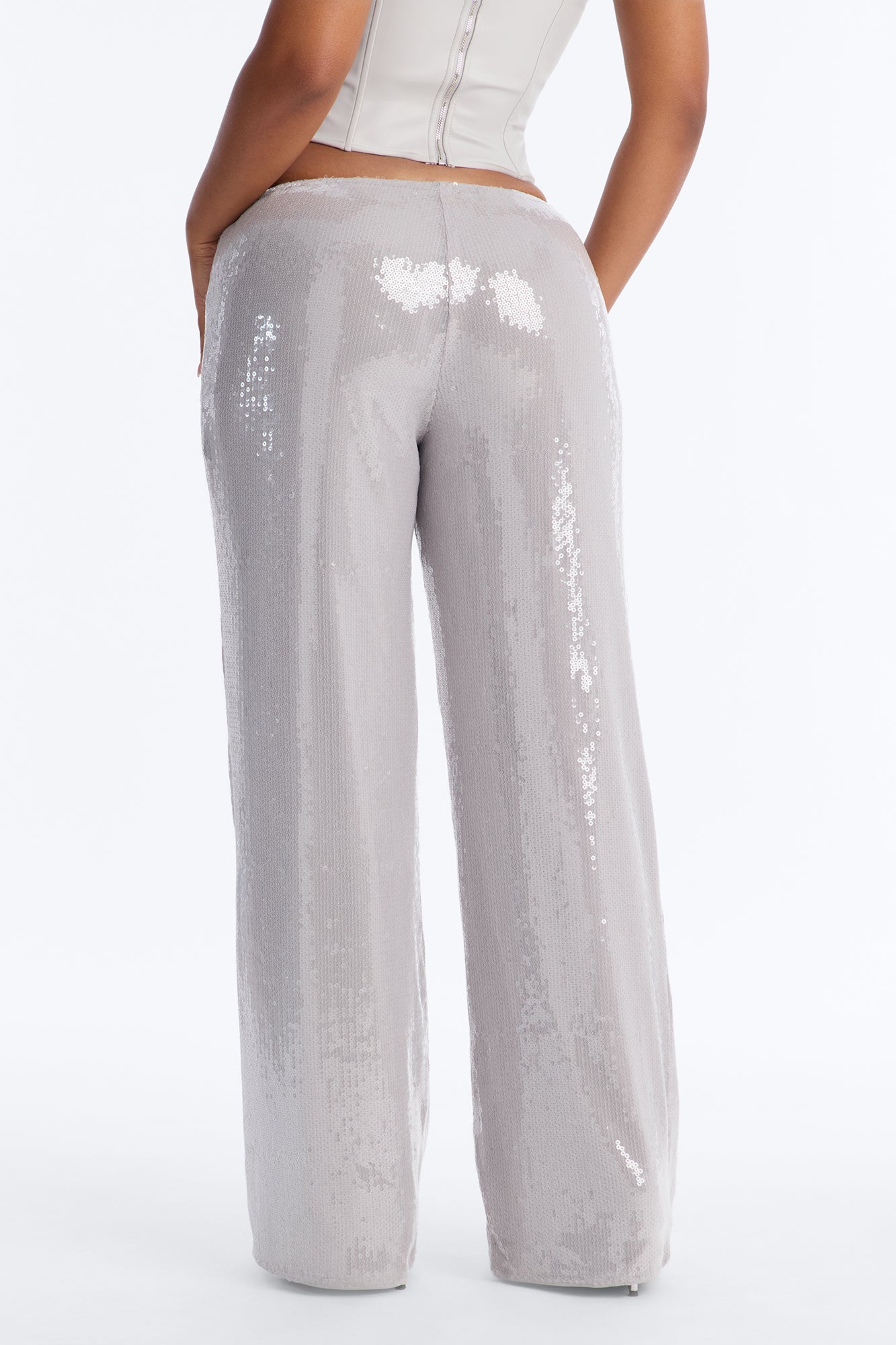 Glow Time Sequin Embellished Pants - Grey Fashion Nova