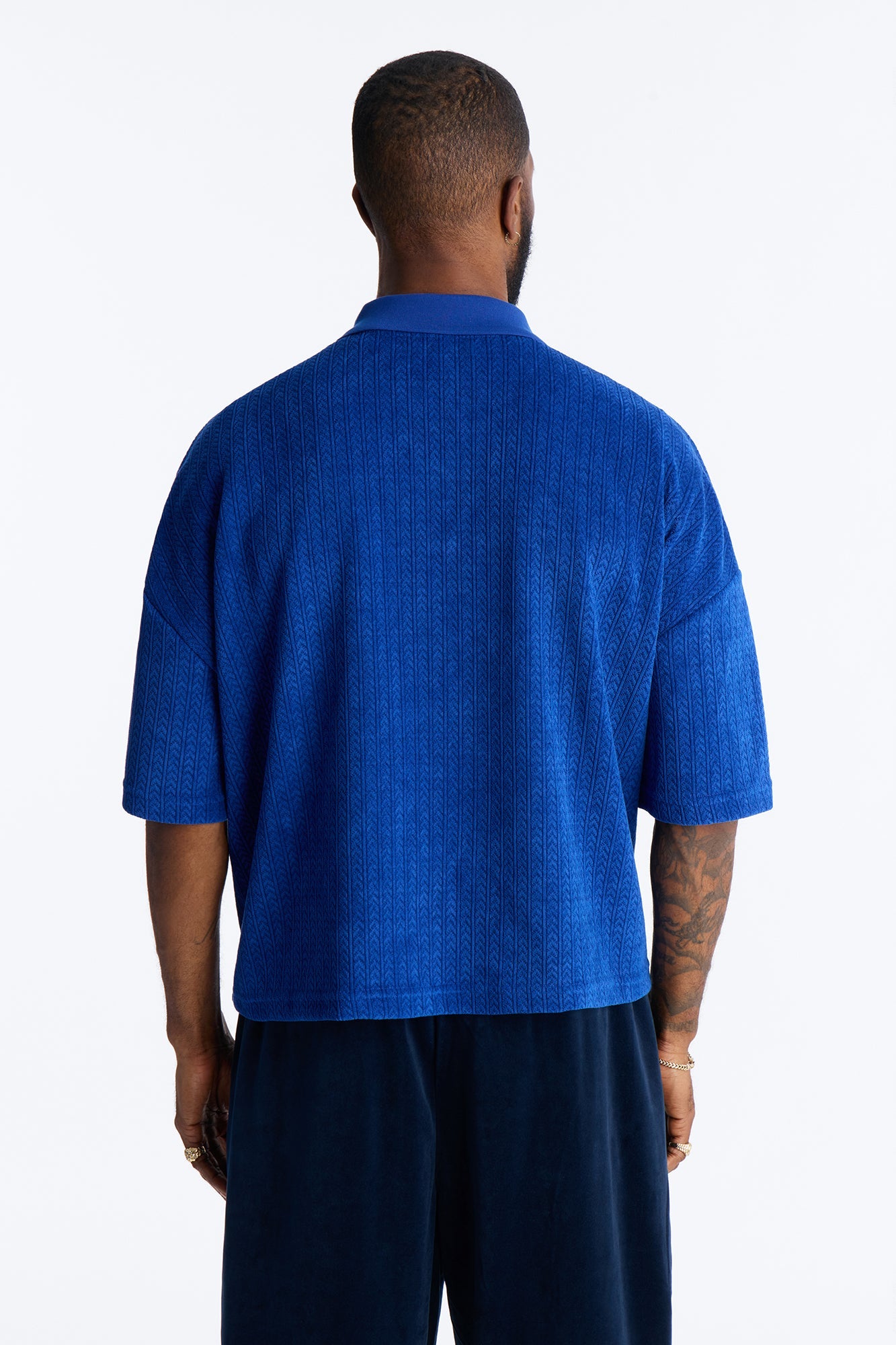 Boxy Cropped Lexington Saints Johnny Collar Polo - Blue