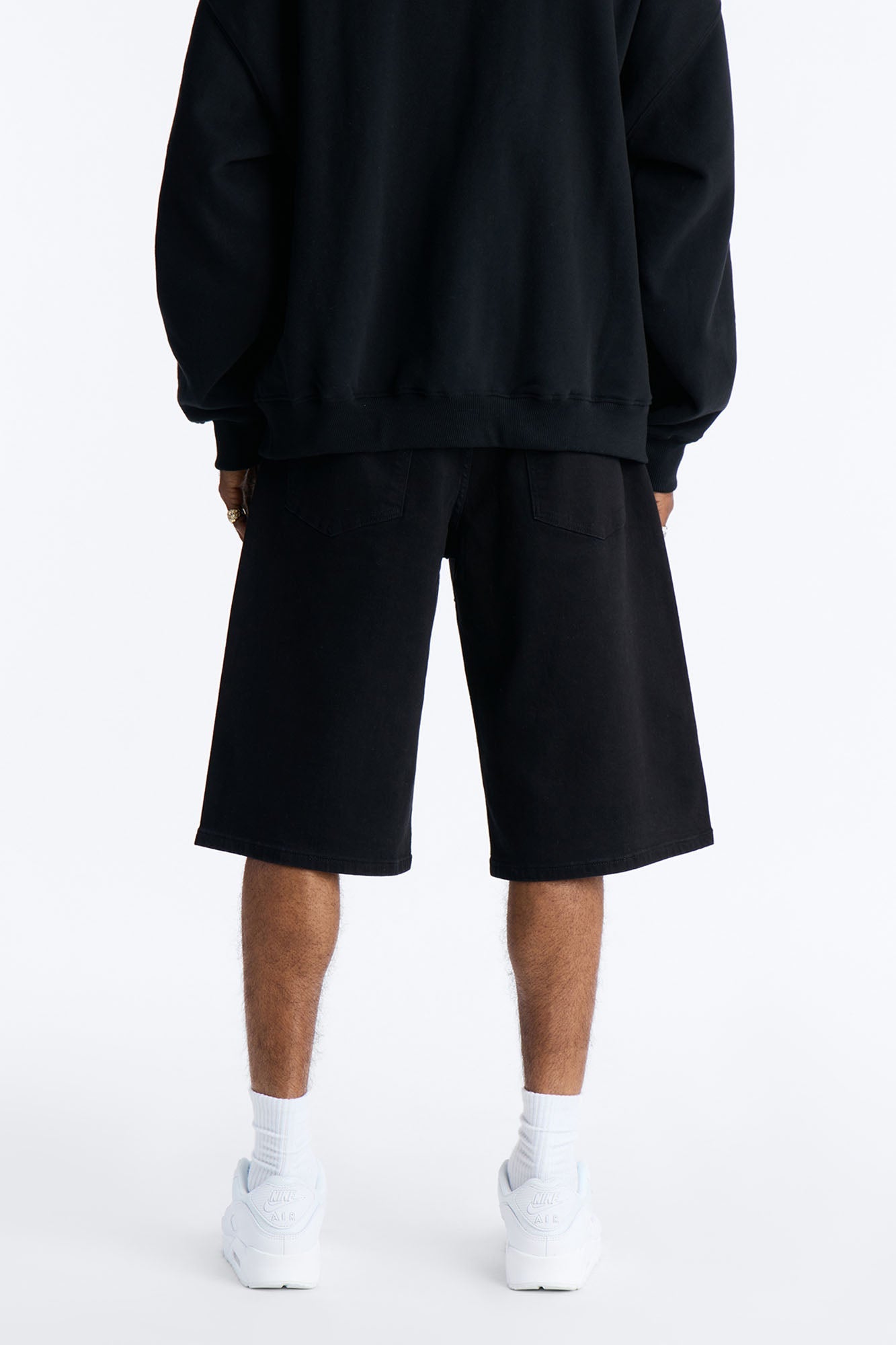 Baggy Drip Bling Denim Short - Black