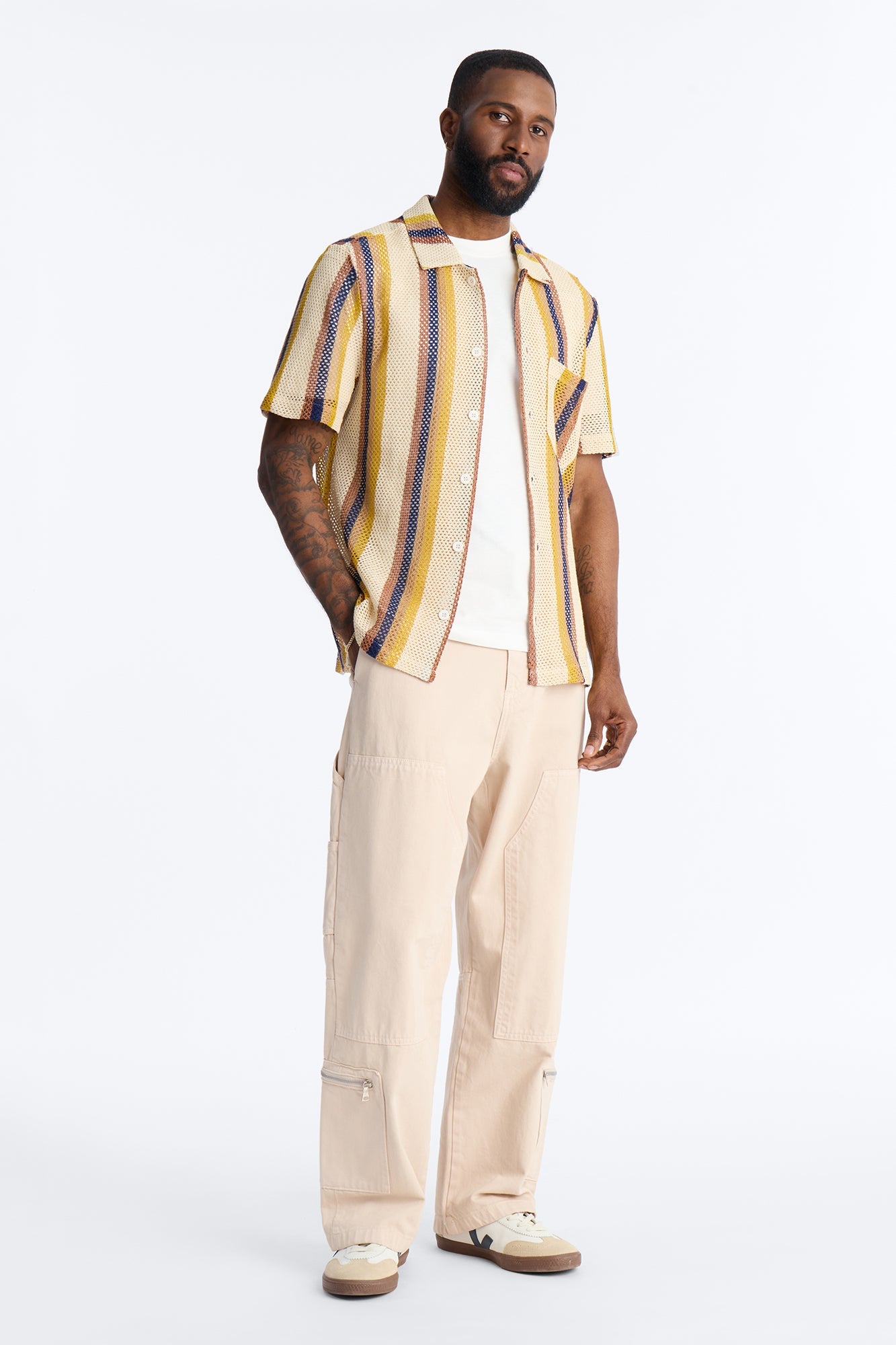 CDMX Crochet Button Up Shirt - Cream