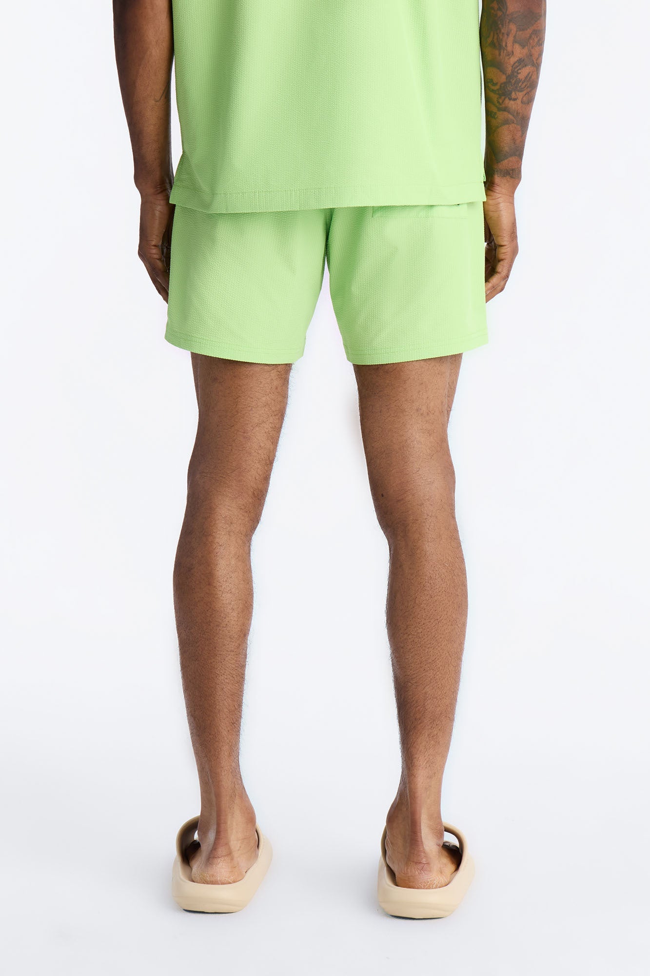 Seersucker Swim Trunk 6″ - Lime