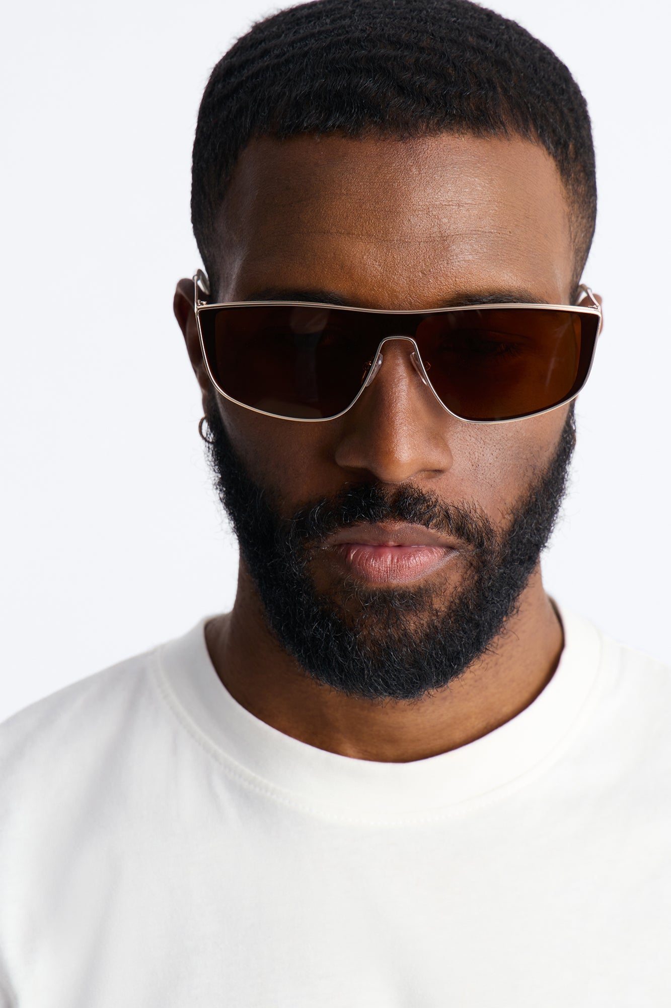 High End Rectangle Metal Sunglasses - Gold