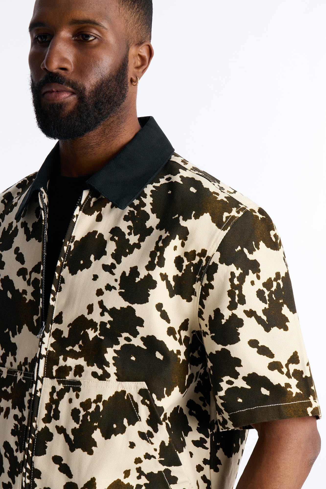 Cropped Roxbury Contrast Collar Shirt - White/combo