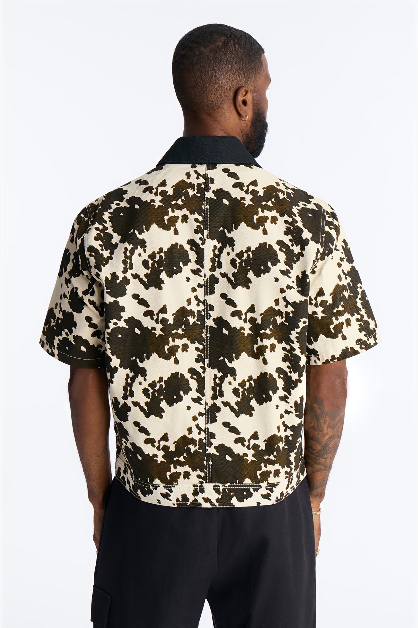 Cropped Roxbury Contrast Collar Shirt - White/combo
