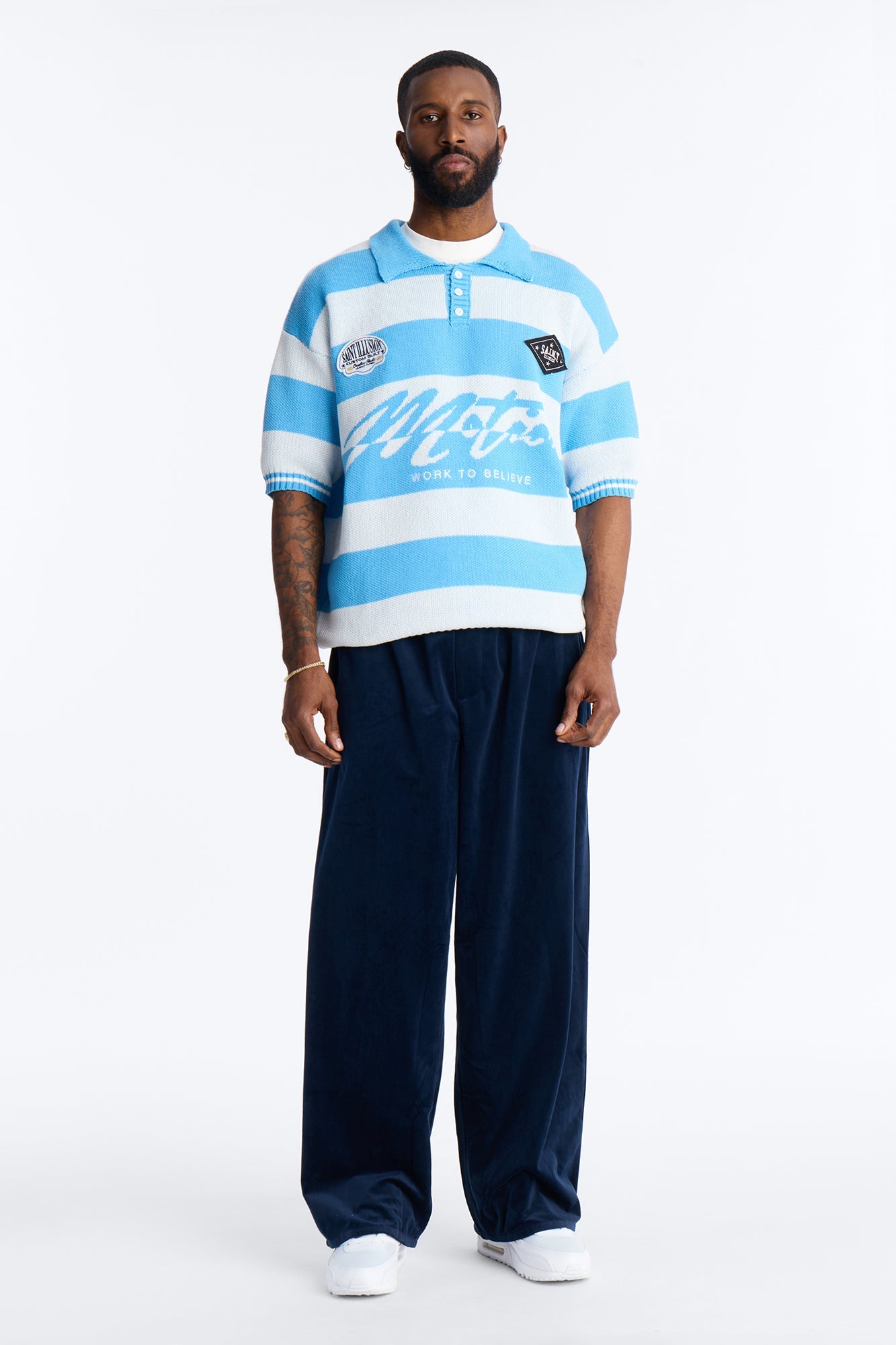 Motion Lines Short Sleeve Polo - Blue