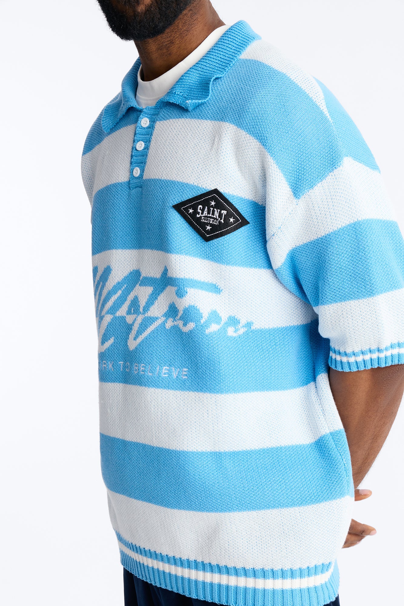 Motion Lines Short Sleeve Polo - Blue