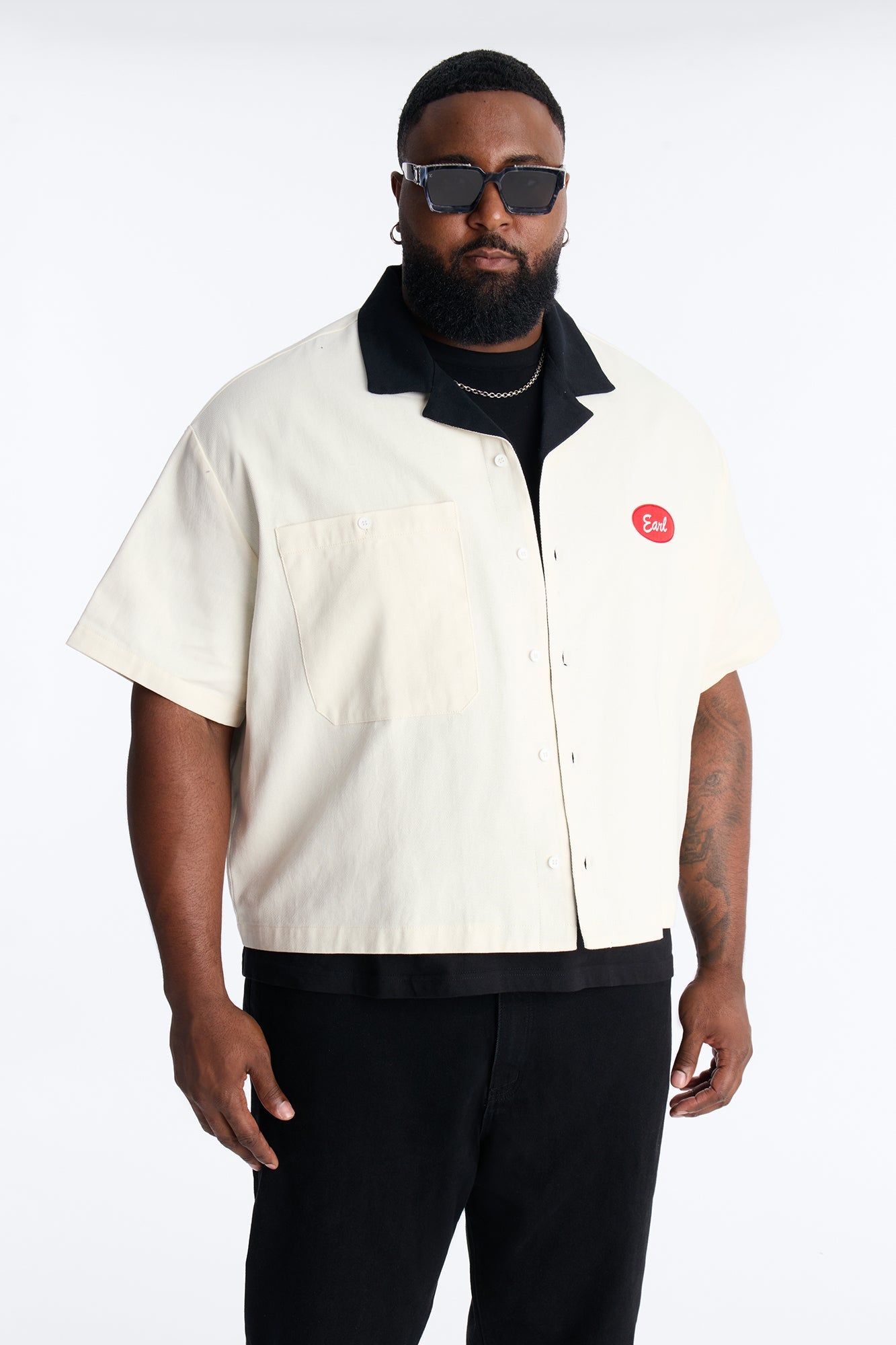 Cropped Rustpoint Mechanic Button Up Shirt - Cream