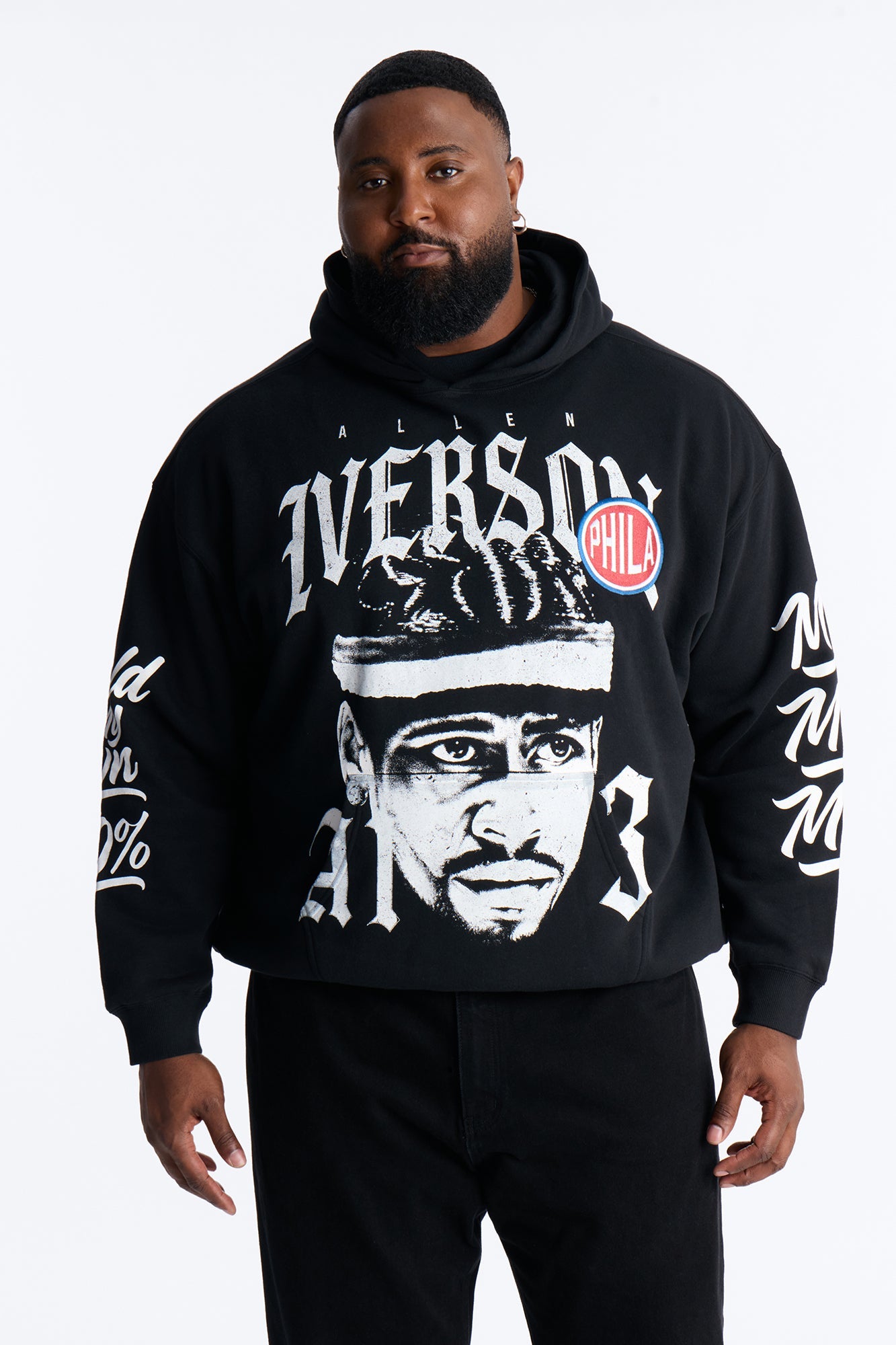Allen Iverson MVP Embroidery Patch Oversized Hoodie - Black