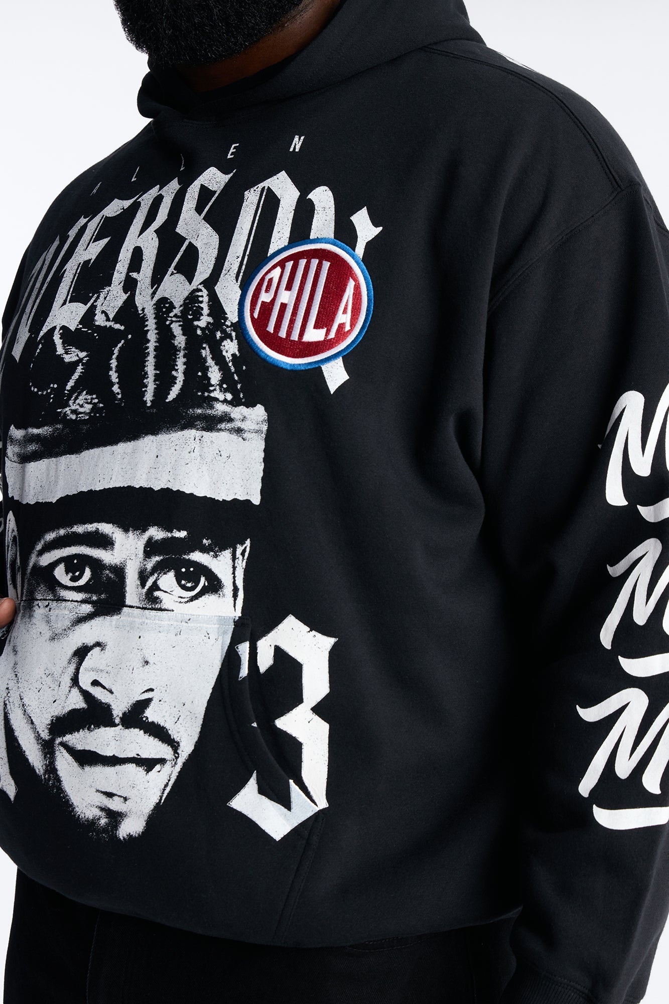 Allen Iverson MVP Embroidery Patch Oversized Hoodie - Black