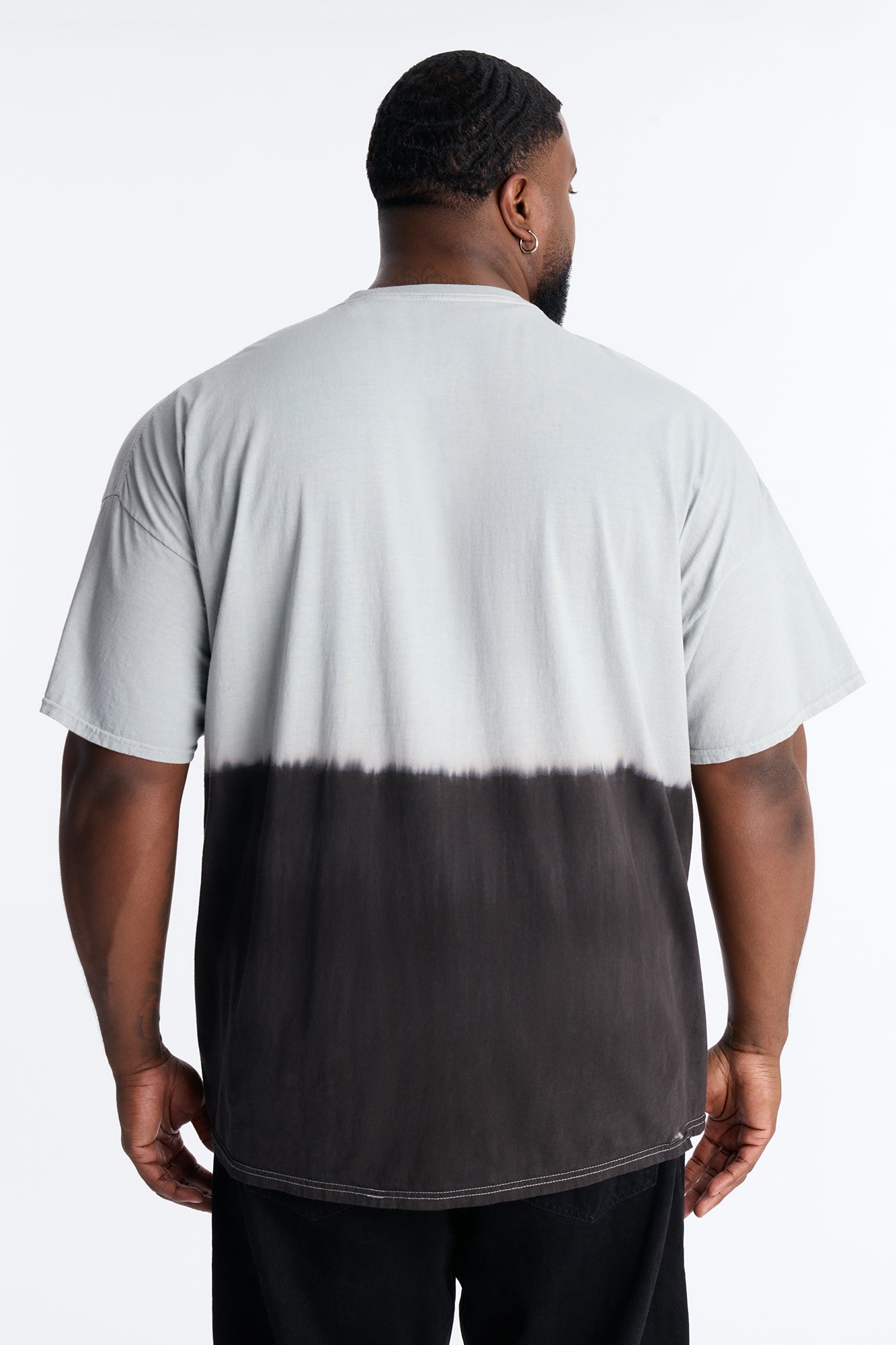 God's Plan Dip-Dye Graphic Short Sleeve Tee - Grey/Black
