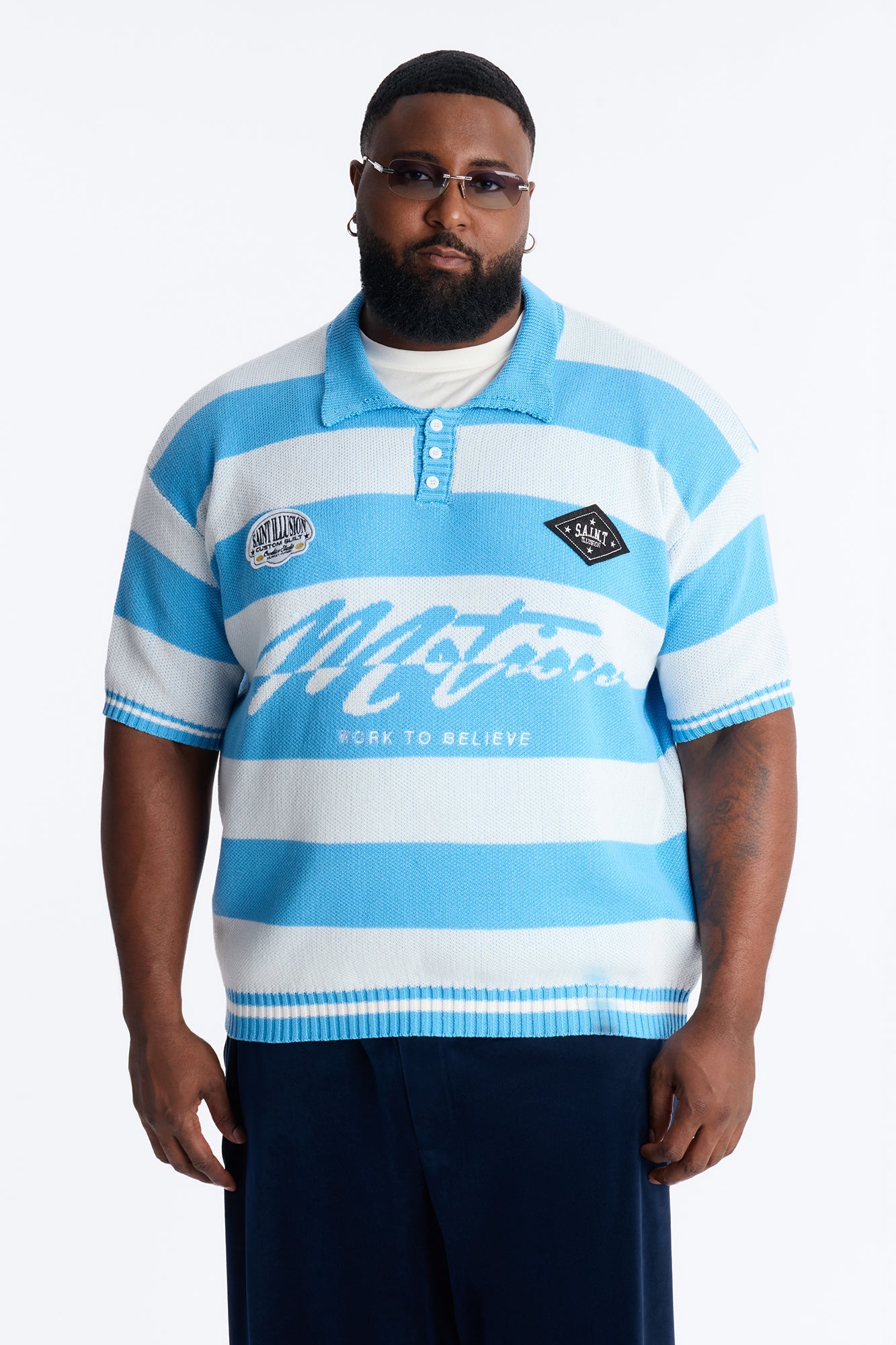Motion Lines Short Sleeve Polo - Blue