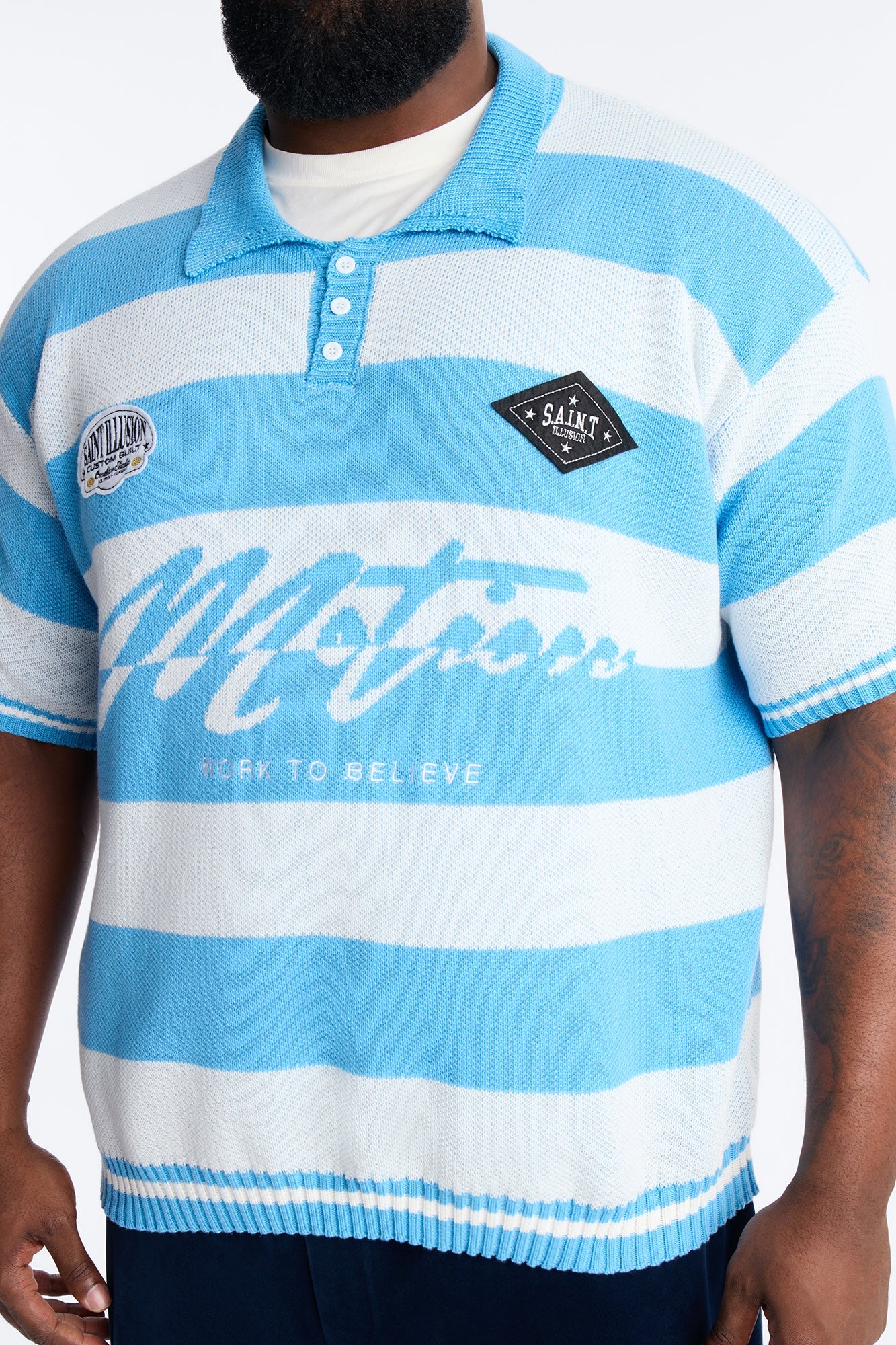 Motion Lines Short Sleeve Polo - Blue