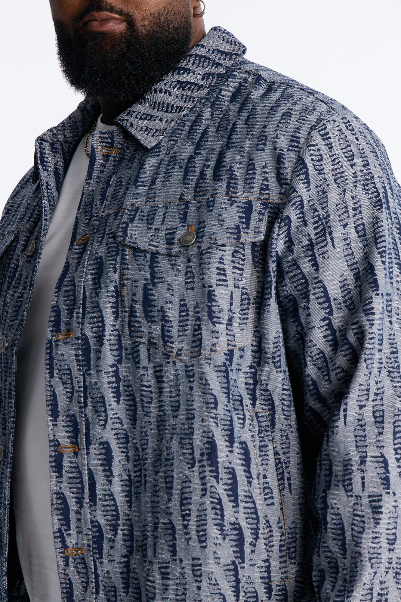 Cropped Matrix Denim Trucker Jacket - Dark Wash