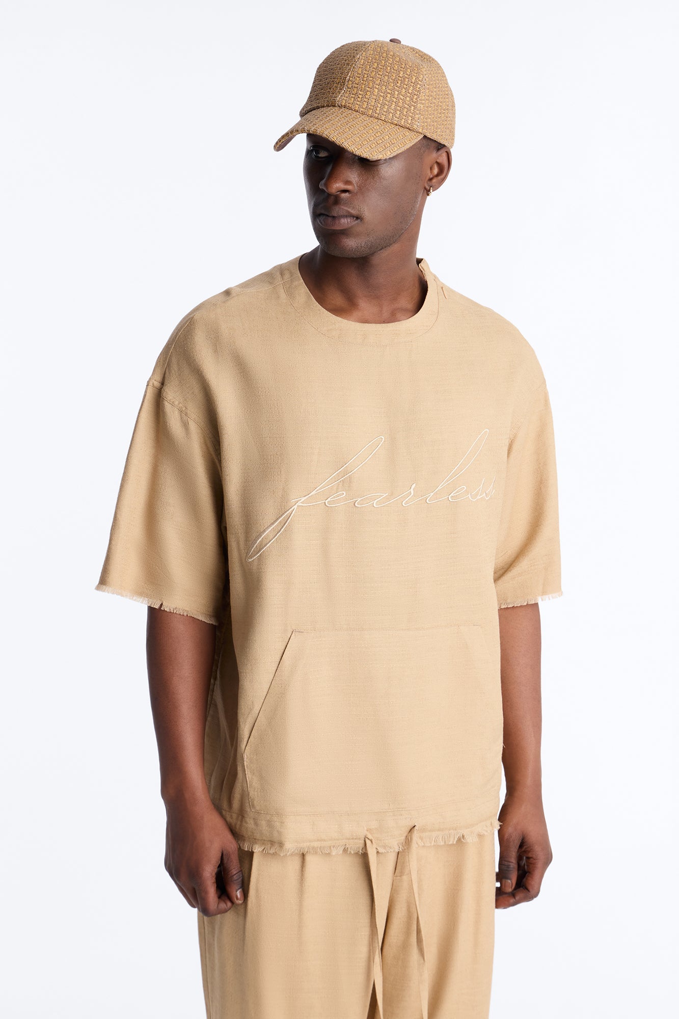 Boxy Tropic Fearless Frayed Shirt - Tan