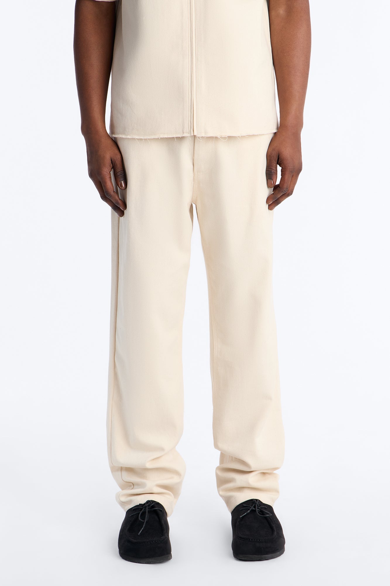 Straight Textured Paradise Thread Pant - Cream