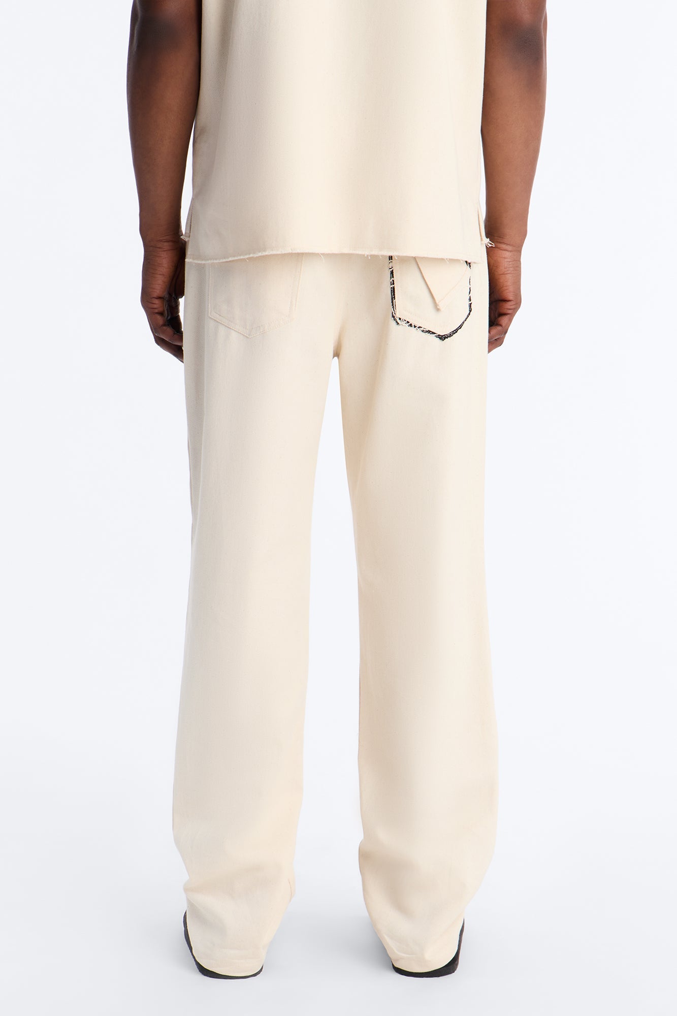Straight Textured Paradise Thread Pant - Cream