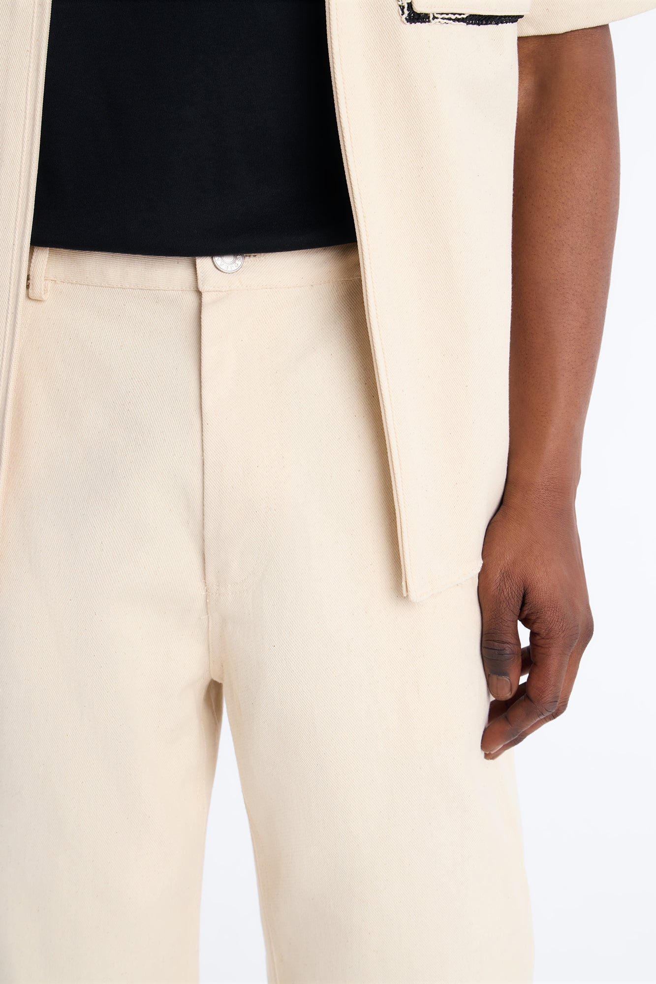 Straight Textured Paradise Thread Pant - Cream