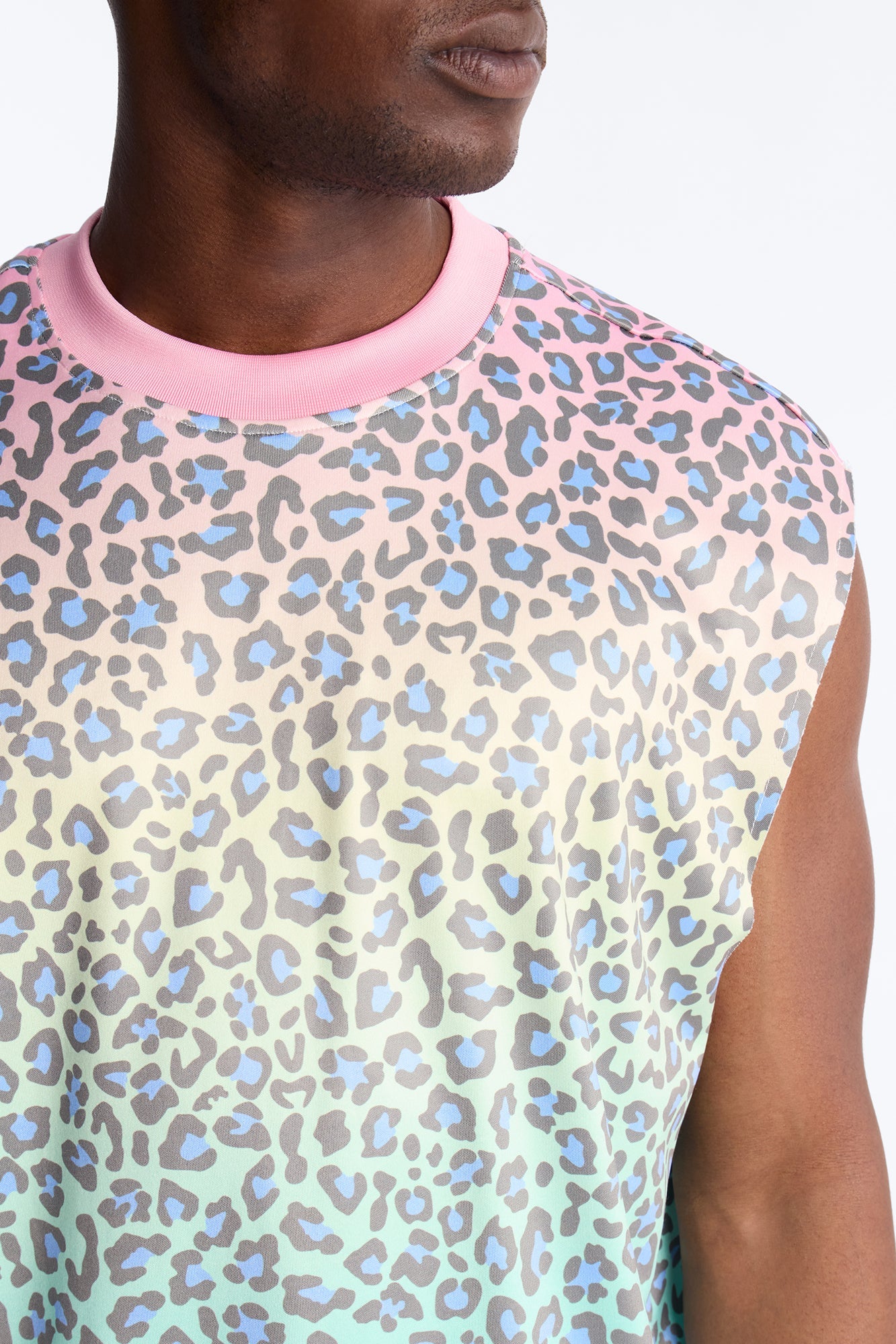 Relaxed Electric Rave Leopard Sleeveless Crew Neck Tank - Multi Color
