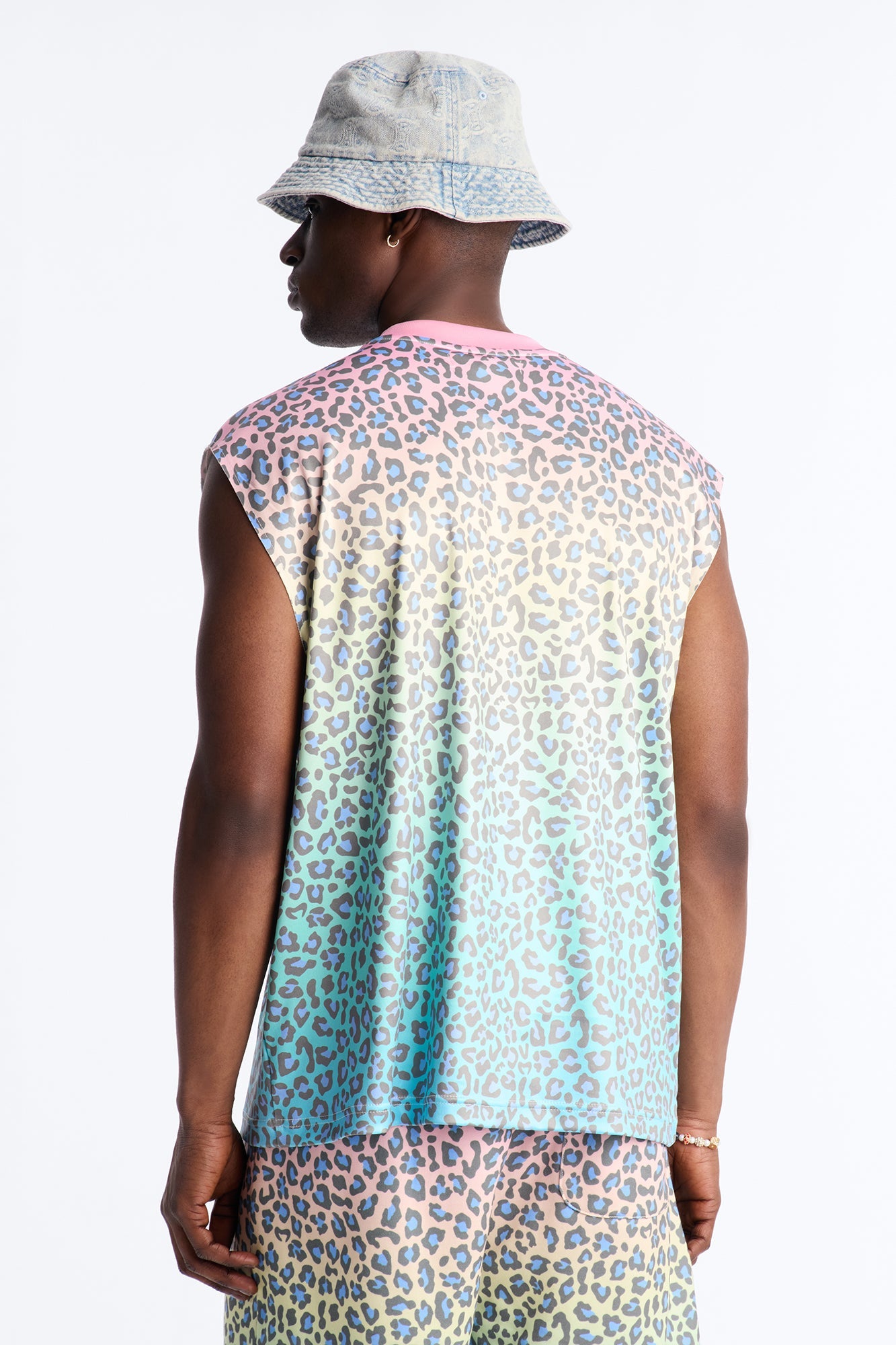 Relaxed Electric Rave Leopard Sleeveless Crew Neck Tank - Multi Color