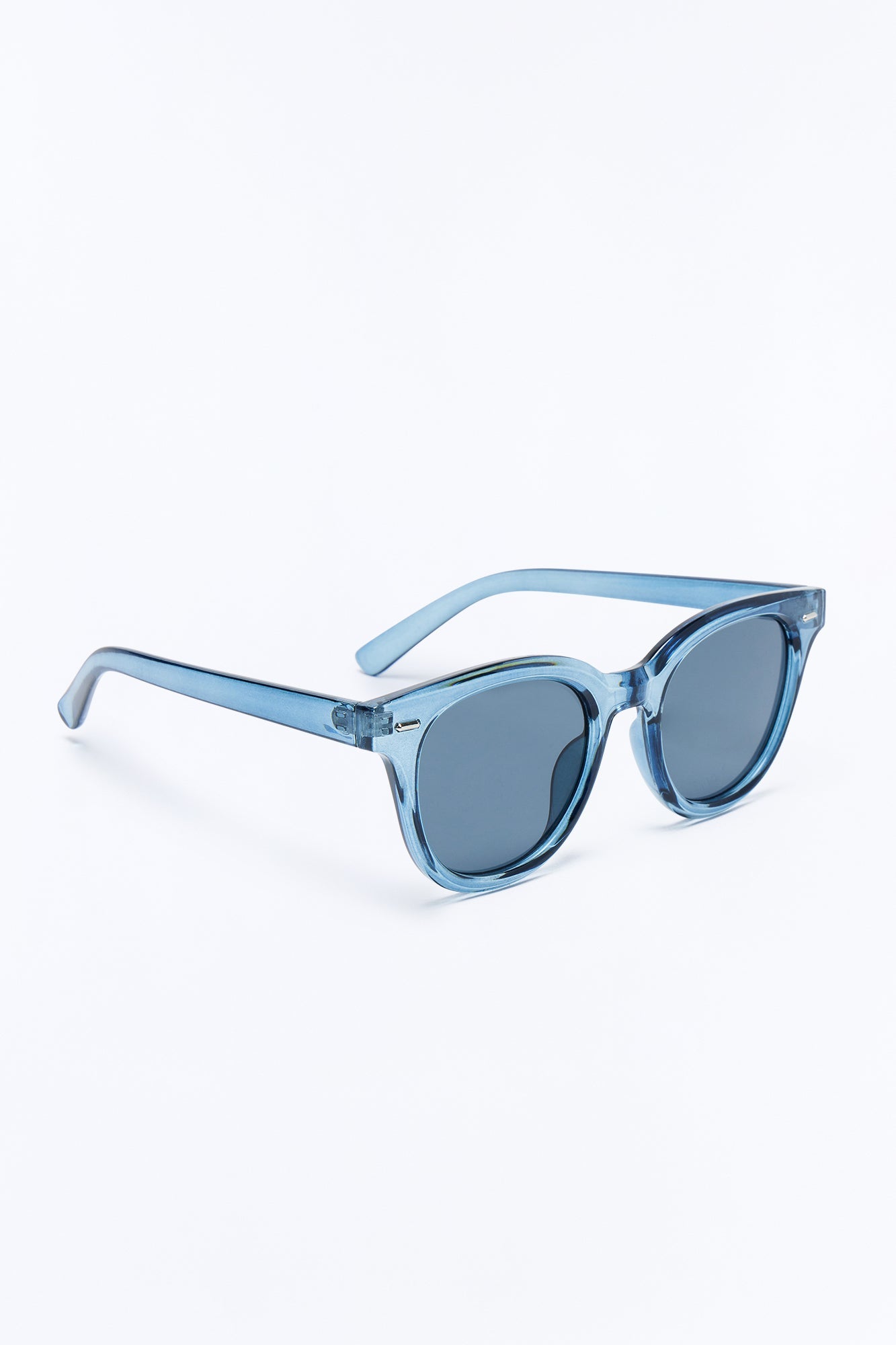 Statement Rounded Wayfarer Sunglasses - Blue