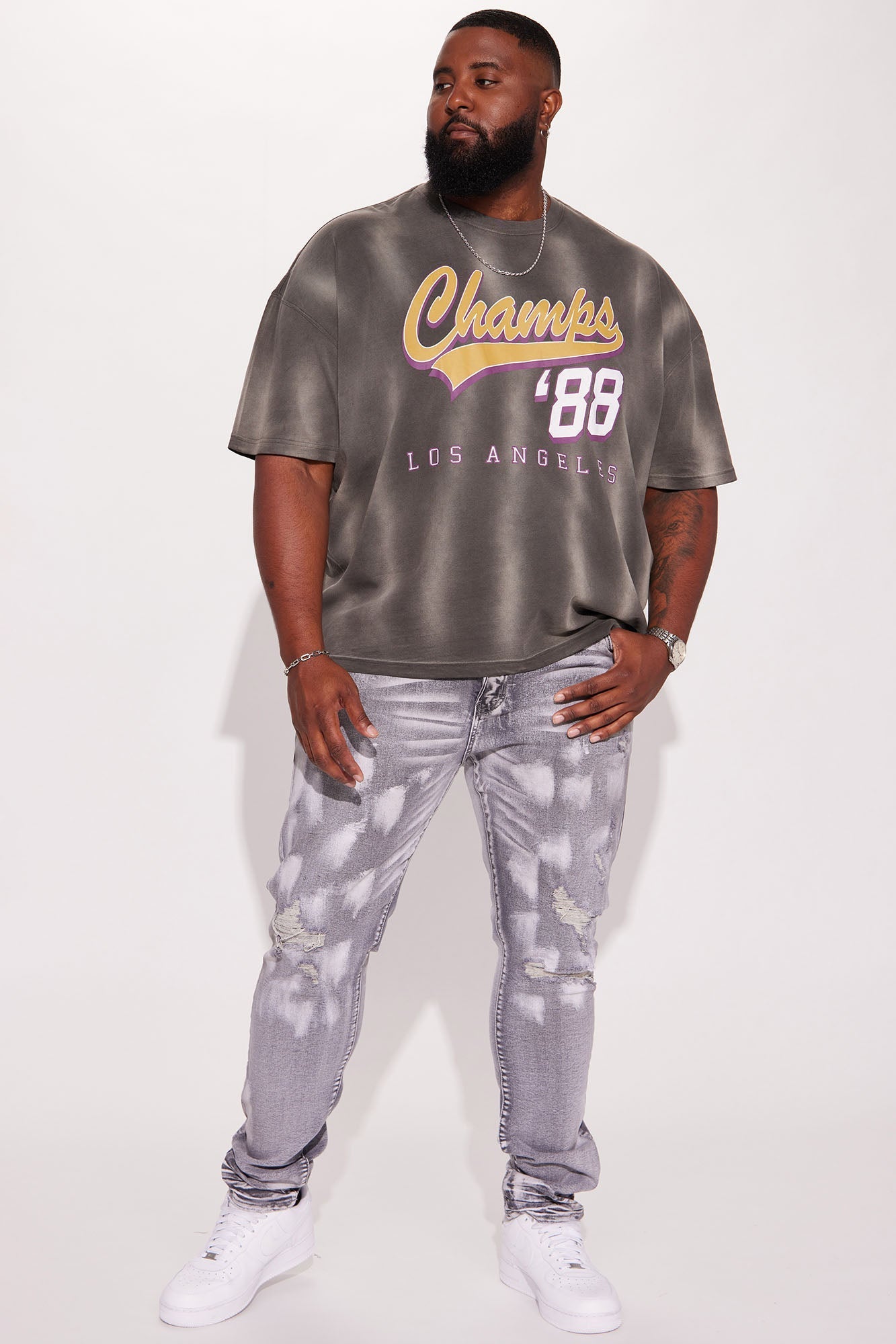 Eighty Eight Champs Oversized Short Sleeve Tee - Grey