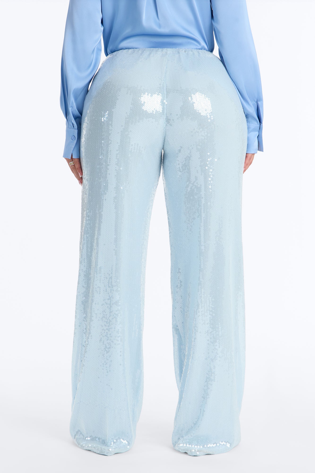 Glow Time Sequin Embellished Pants - Ice Blue Fashion Nova