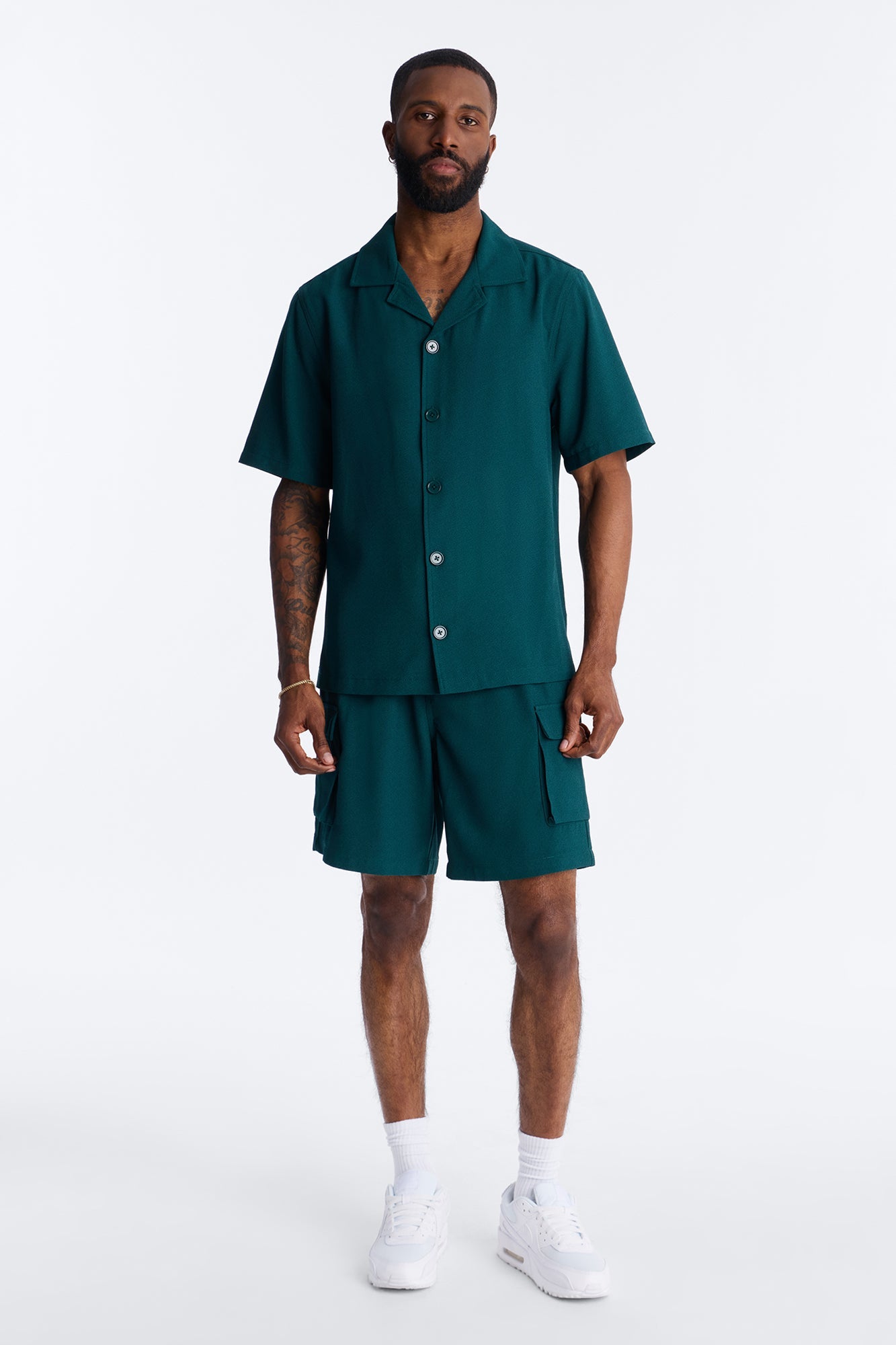 Golden Hour Relaxed Cargo Short - Hunter Green