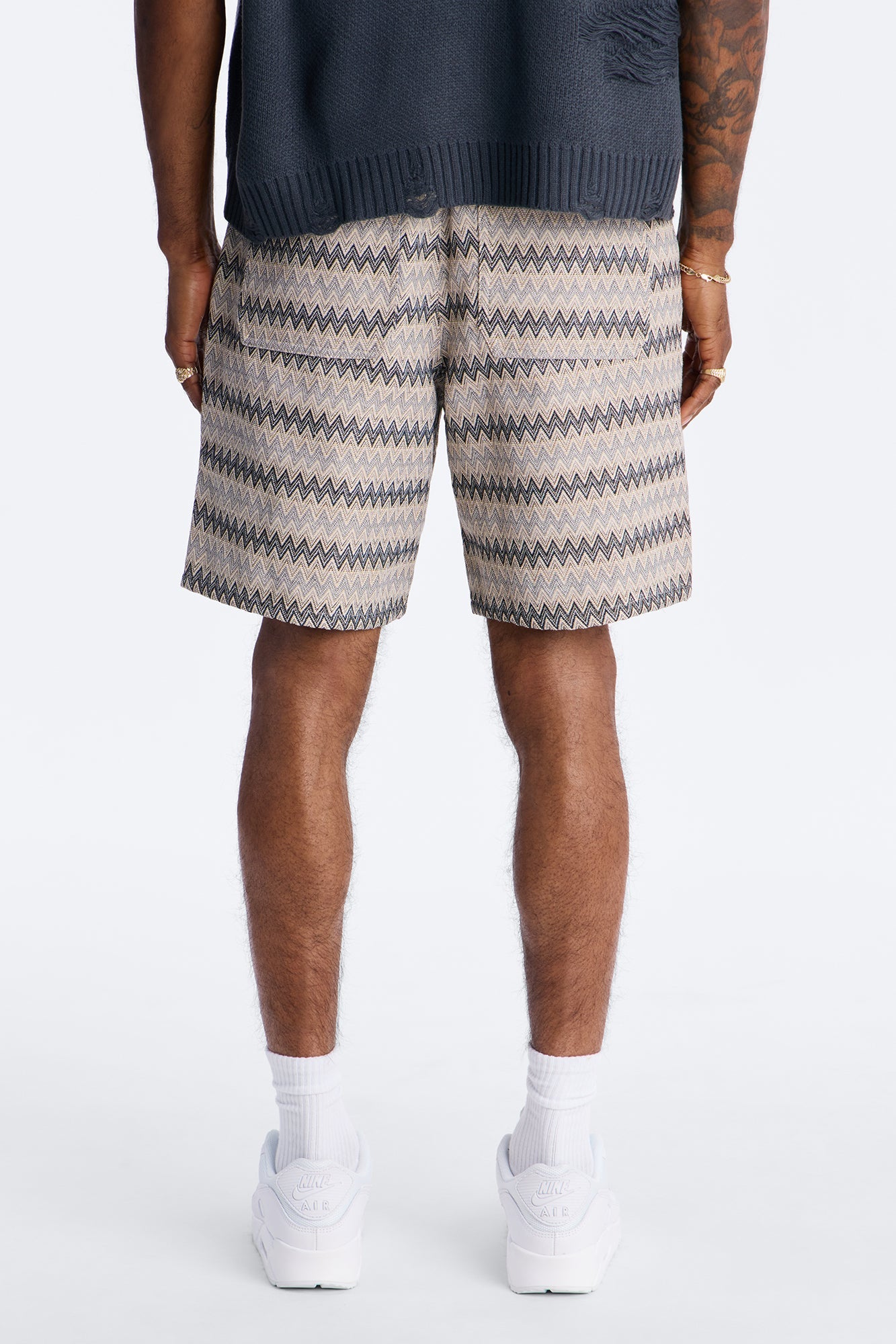 Relaxed Chevron City Textured Short - Cream
