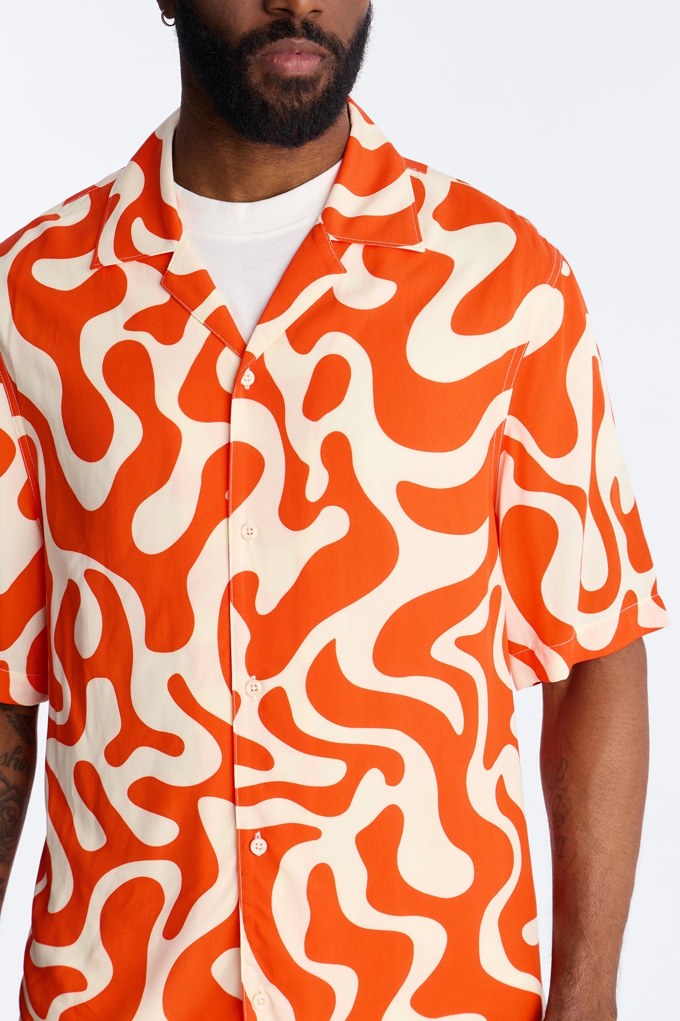 Bold Metric Cuban Shirt - Orange