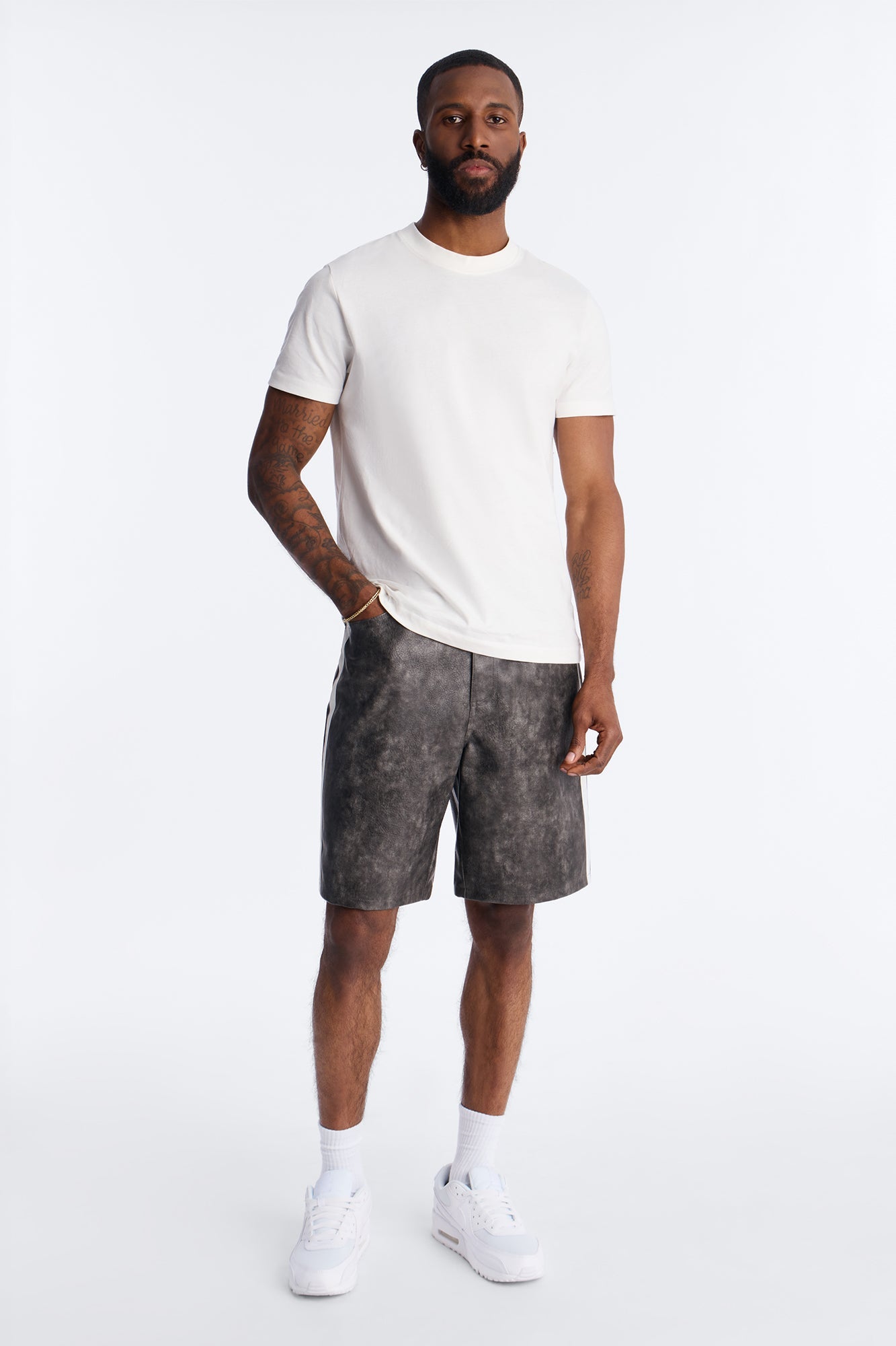 Relaxed Aubrey Hill Faux Leather Short - Black
