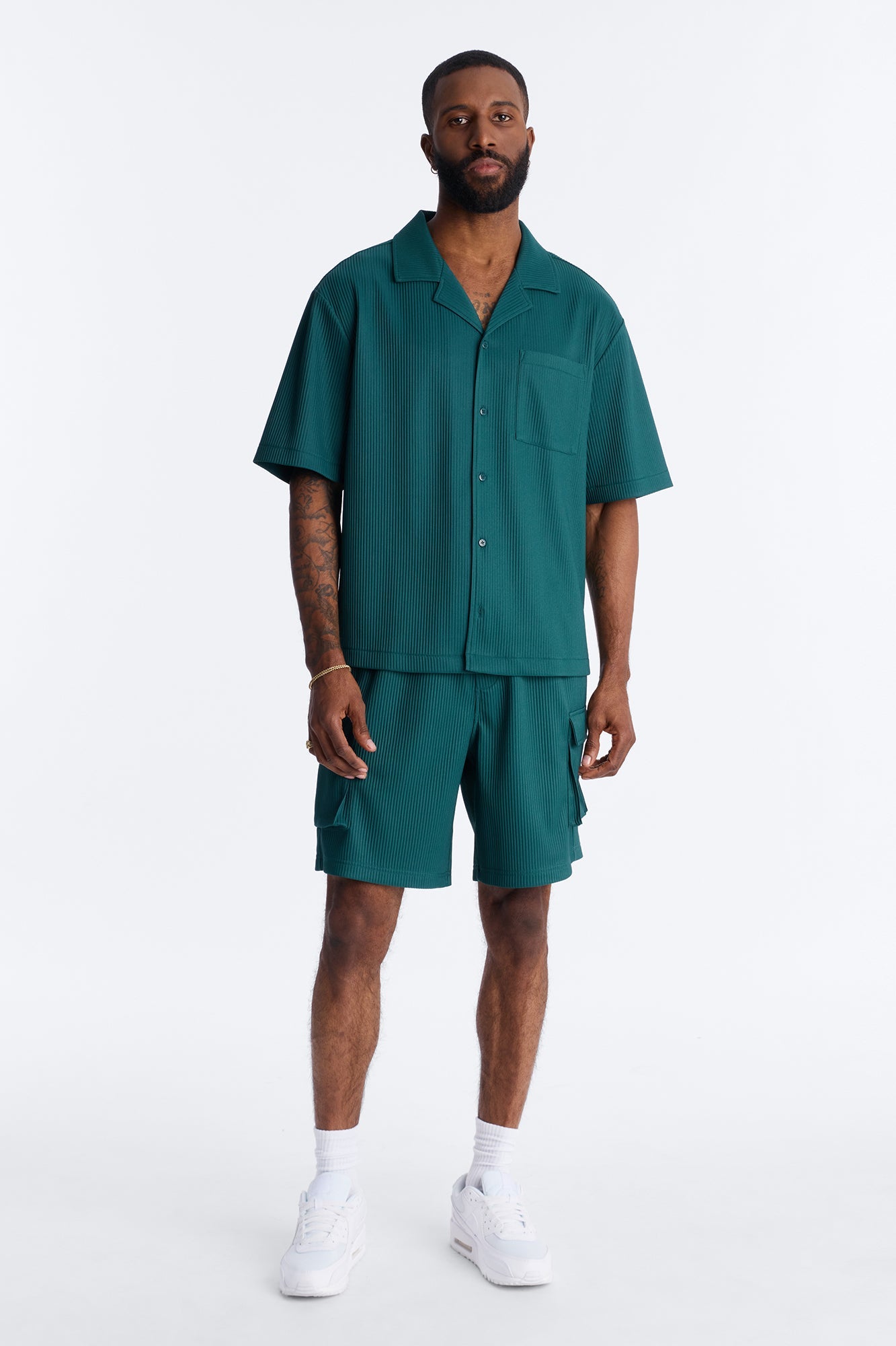 Show Up Short Sleeve Cuban Shirt - Teal
