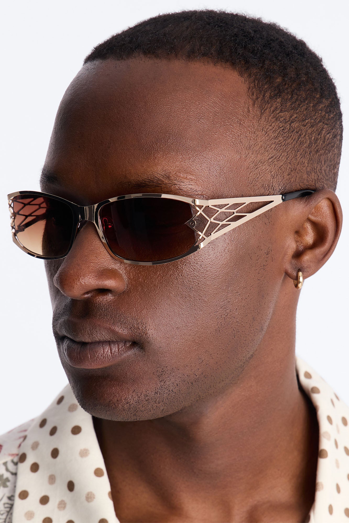 High End Geometric Rectangle Sunglasses - Gold/Brown