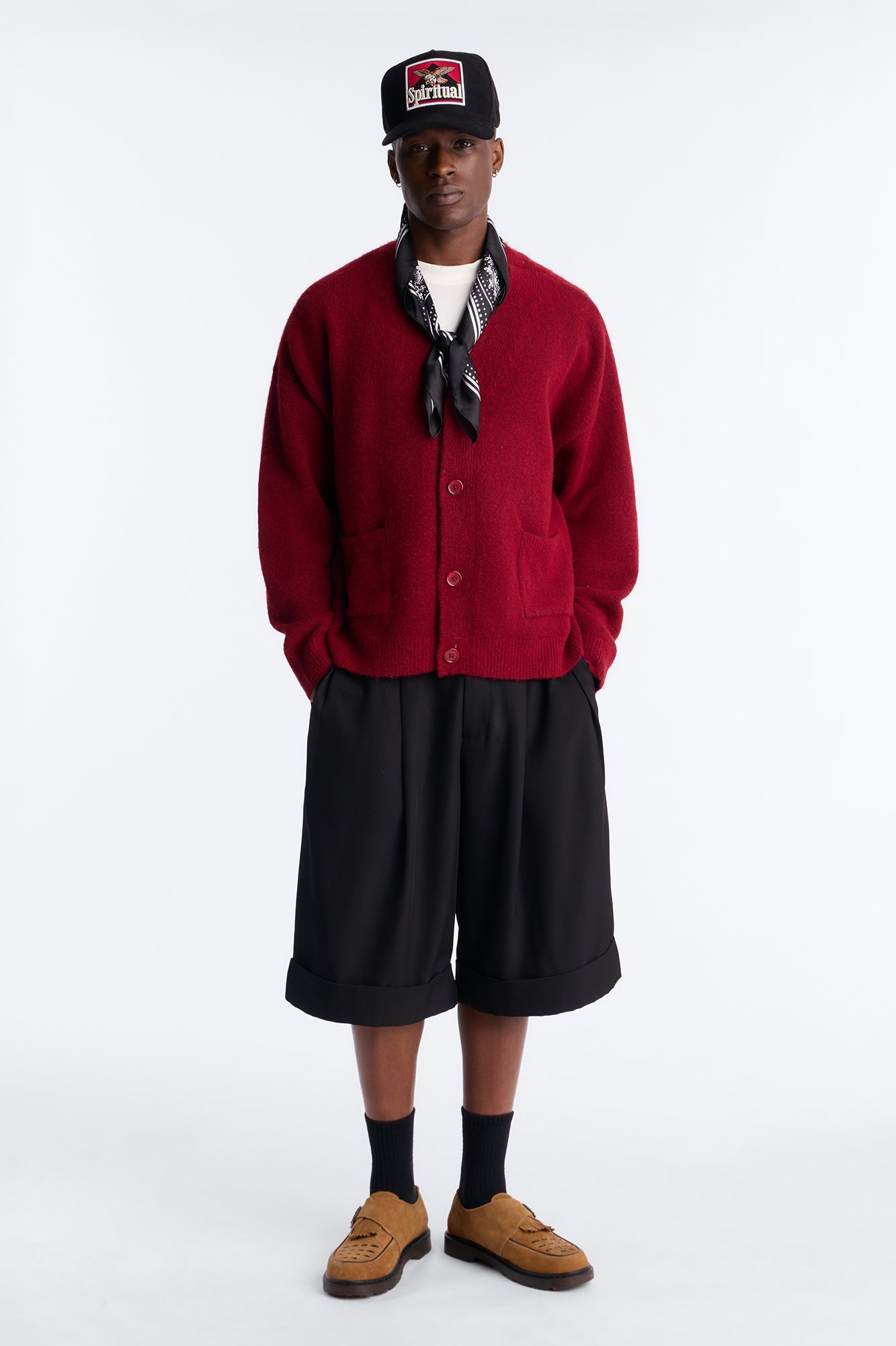 Cropped Harbor Ash Cardigan - Burgundy