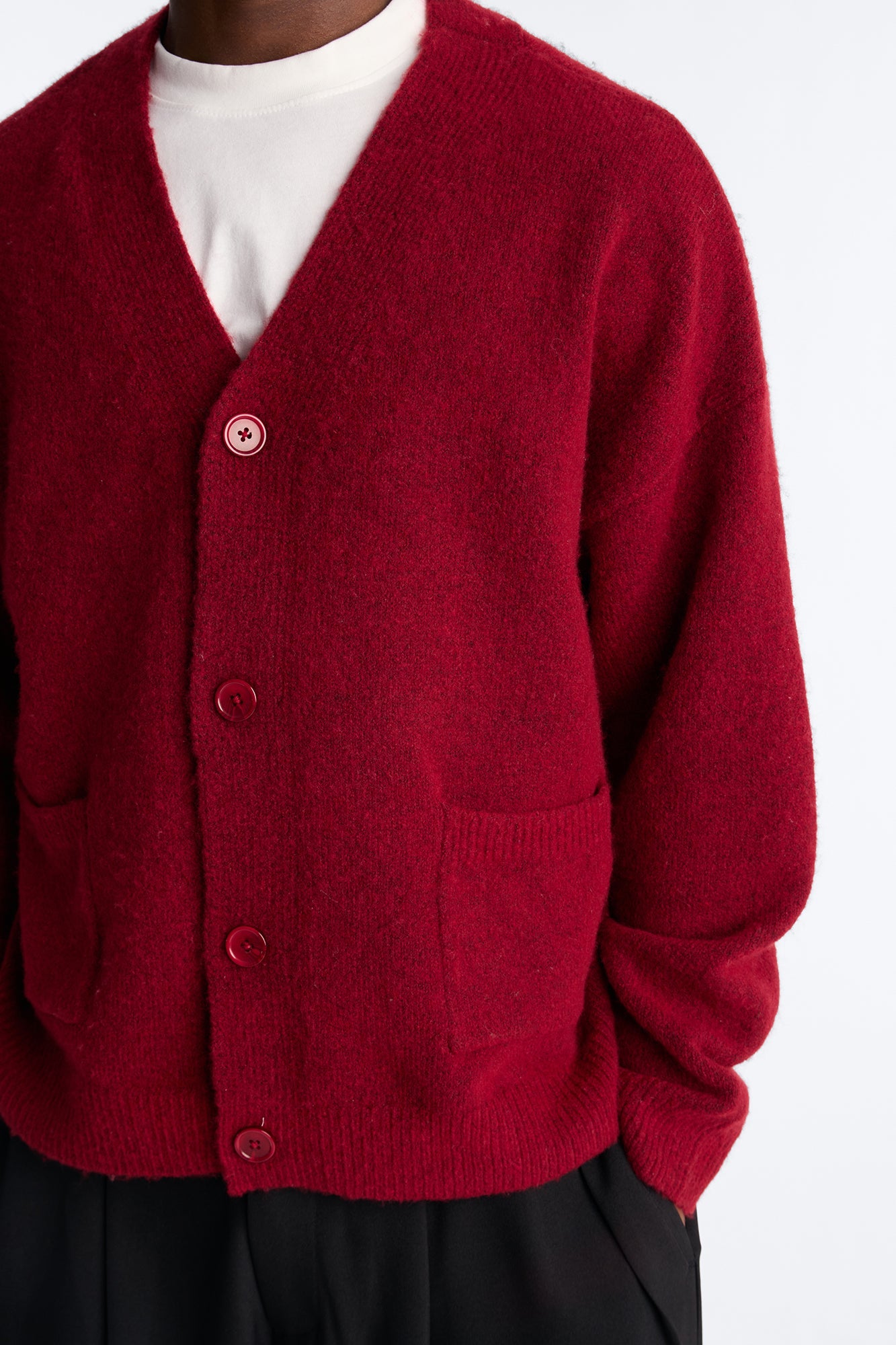 Cropped Harbor Ash Cardigan - Burgundy