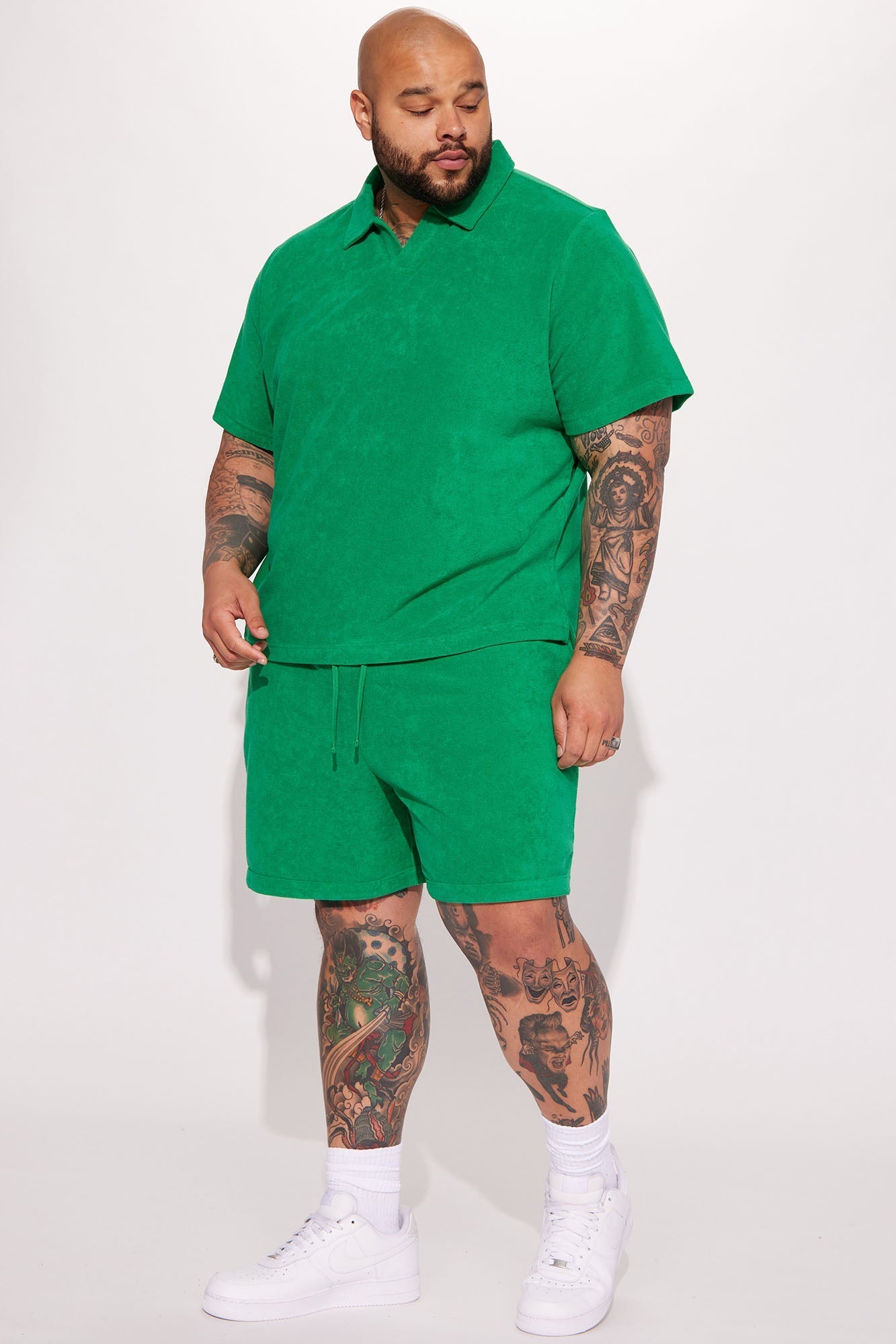 Dipped Terry Knit Shorts - Green