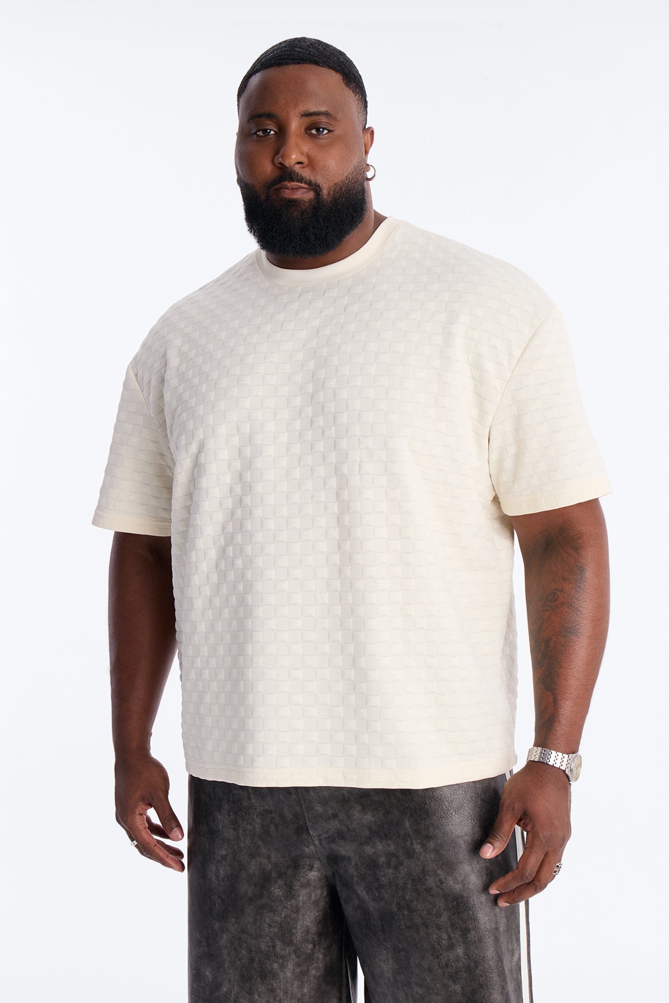Check Mate Textured Tee - Off White