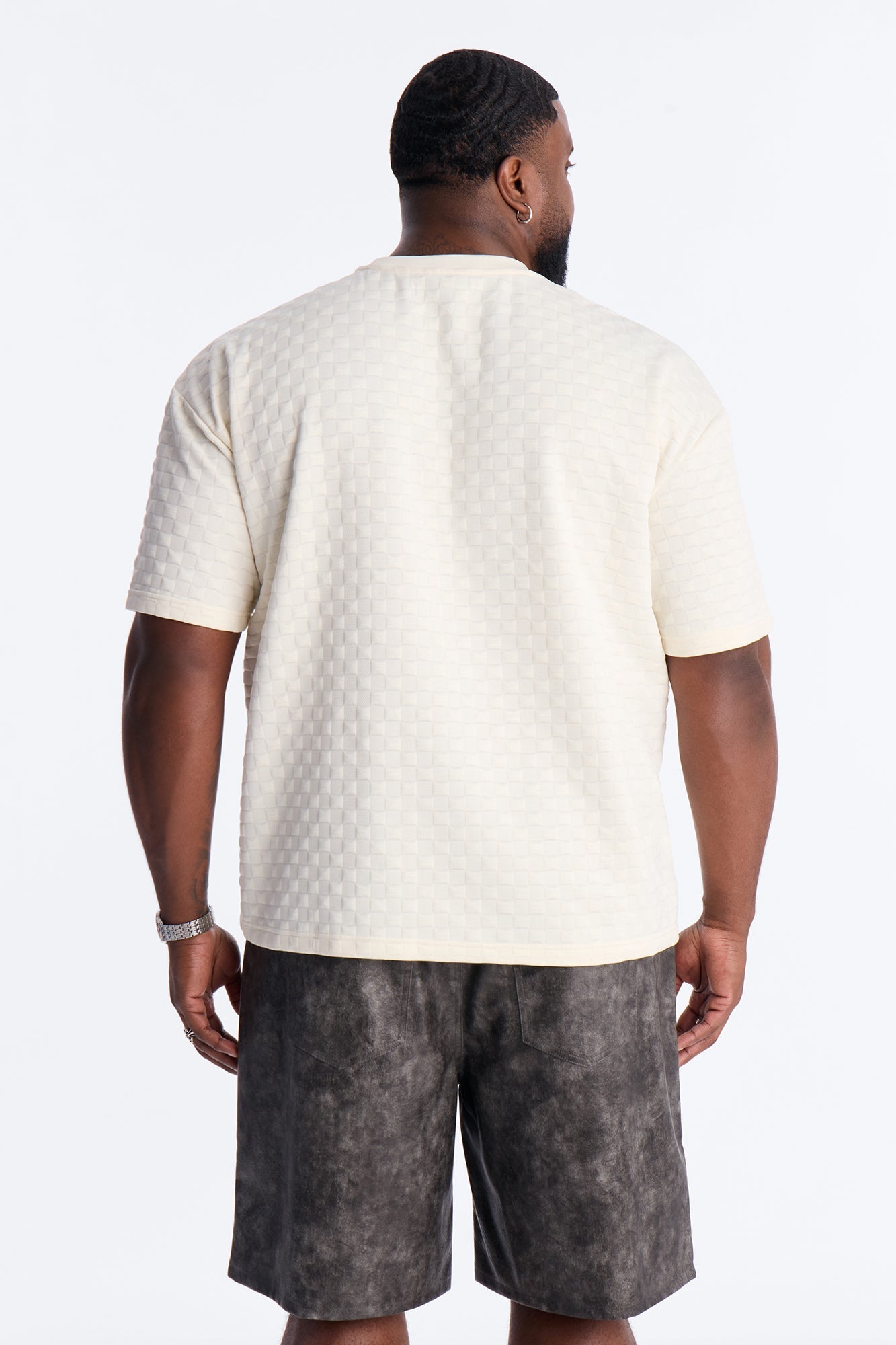 Check Mate Textured Tee - Off White