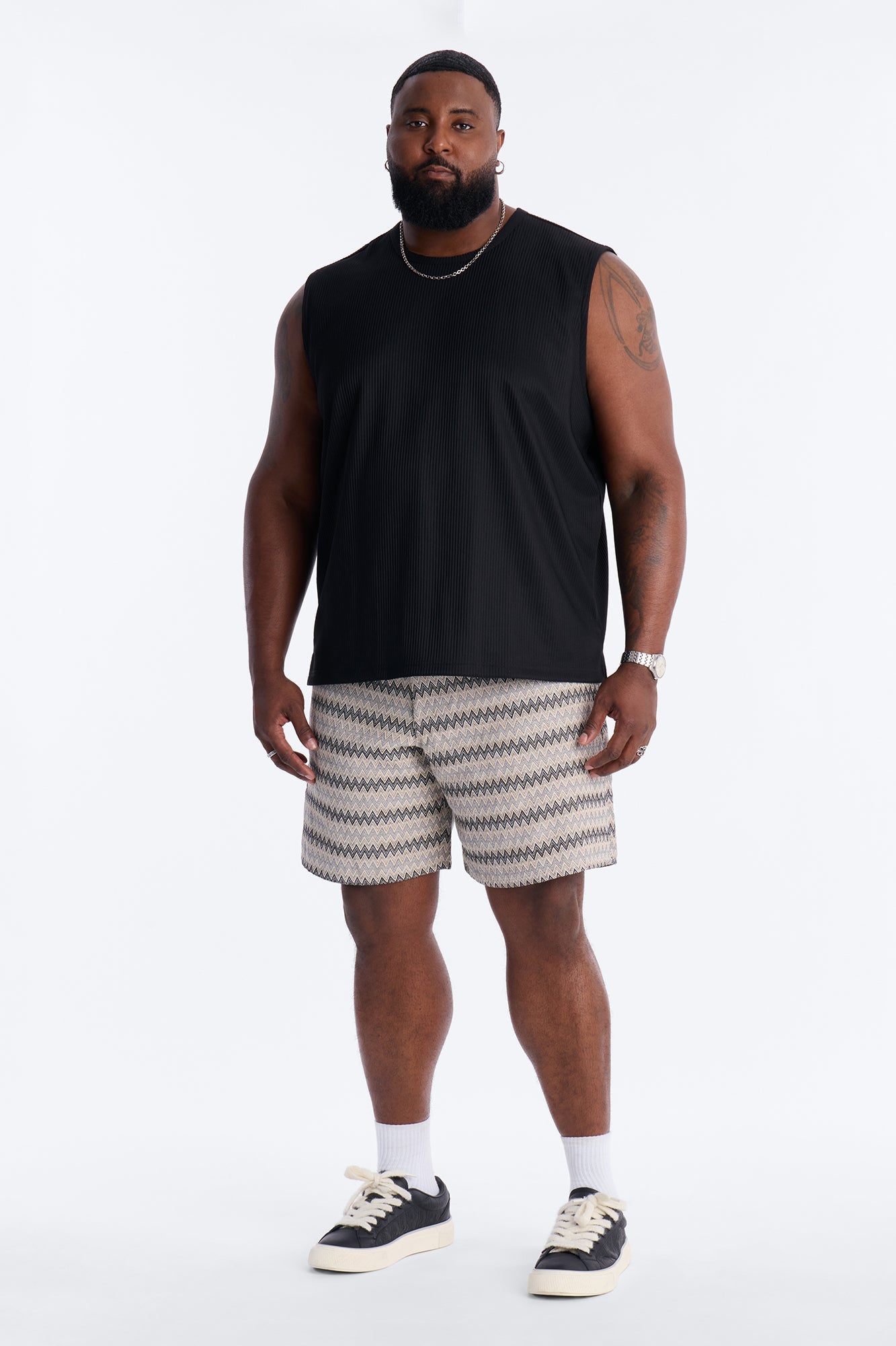 Relaxed Chevron City Textured Short - Cream