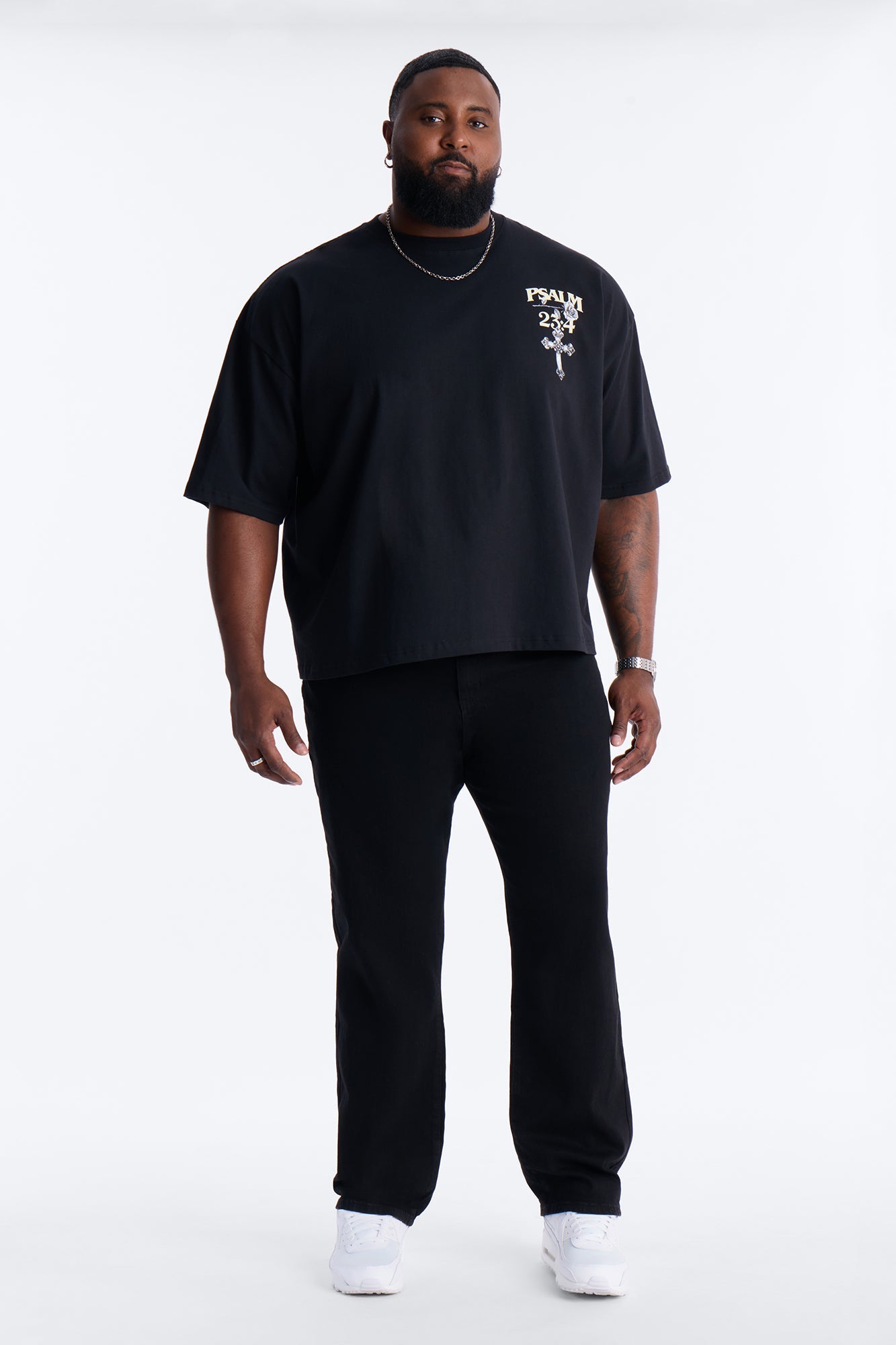 Psalm 23:4 I Walk Through The Valley Boxy Short Sleeve Tee - Black
