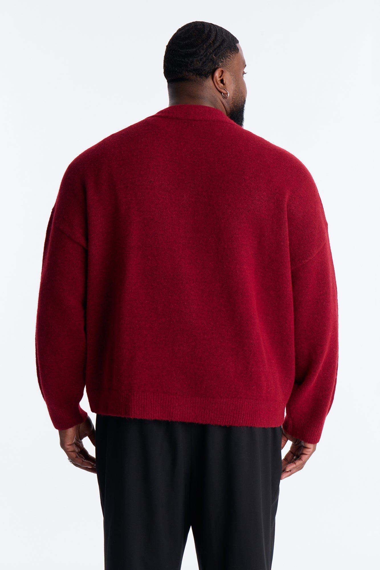 Cropped Harbor Ash Cardigan - Burgundy