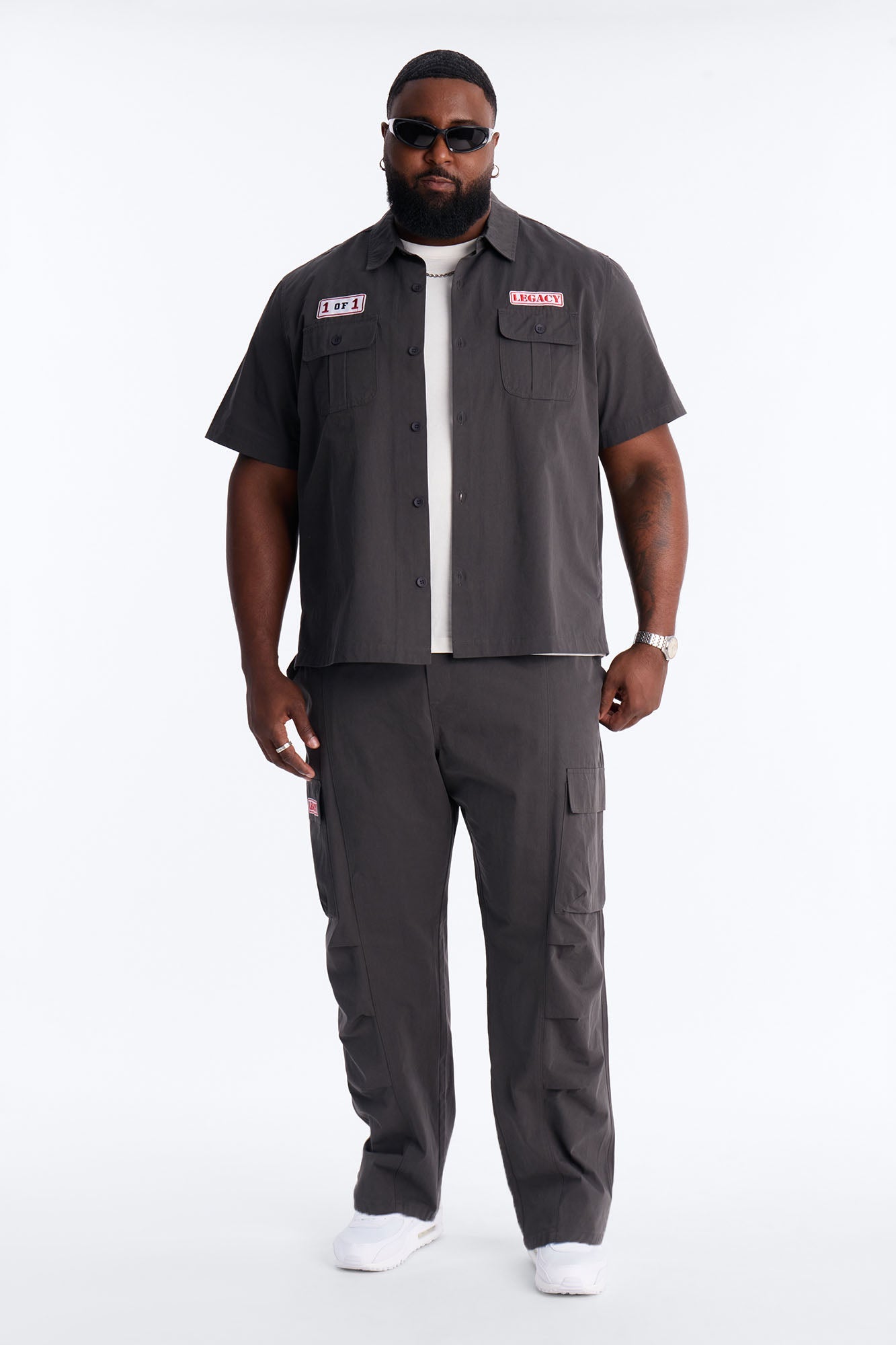 Social Project Button Up Shirt - Grey