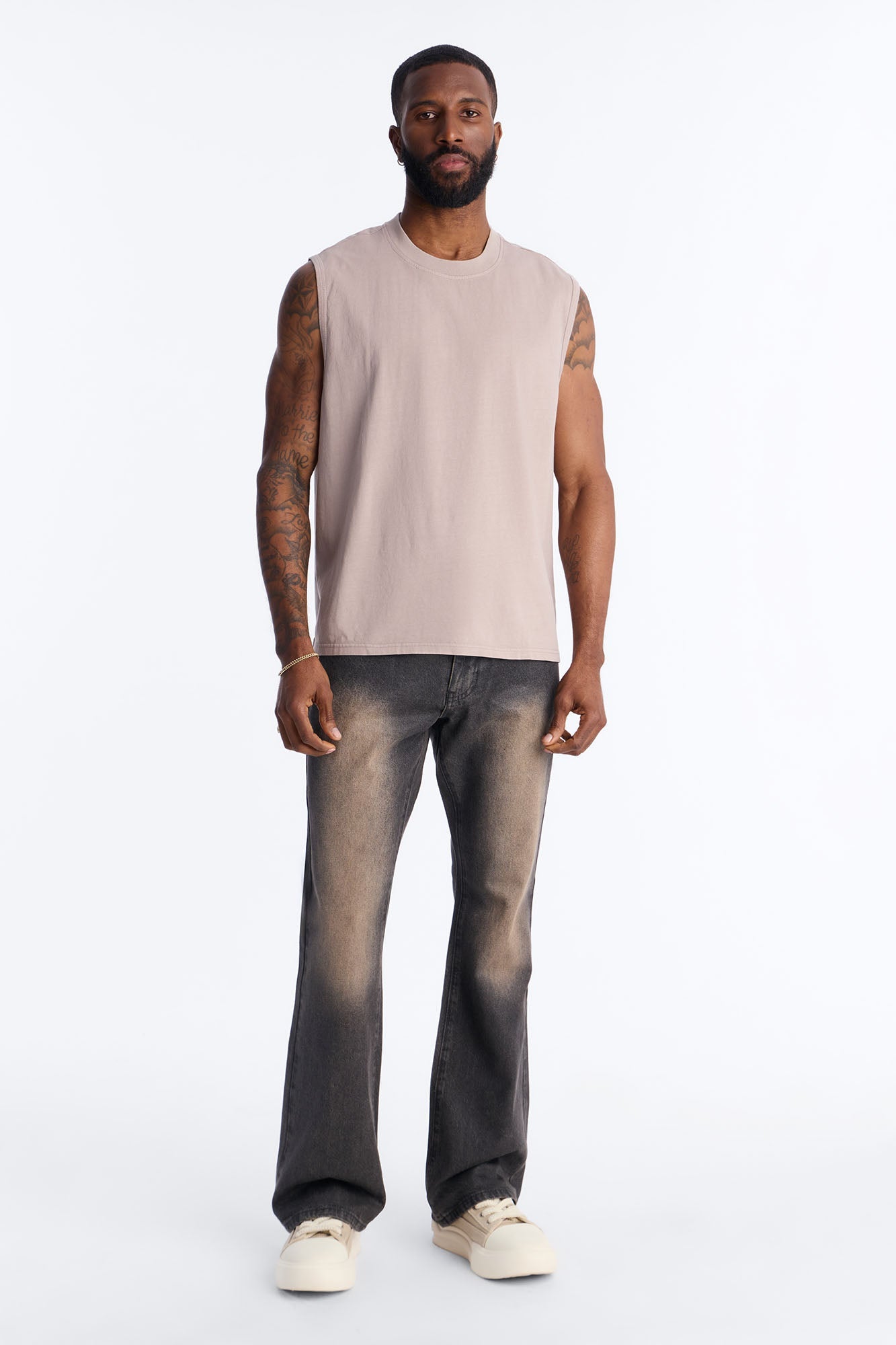 Cropped Muscle Tee - Taupe