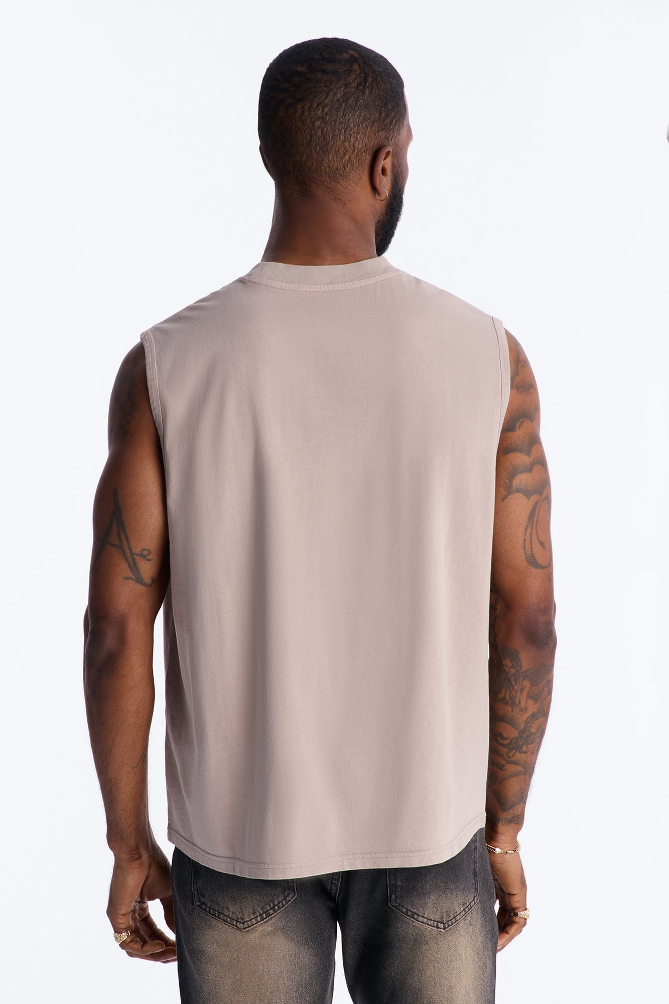 Cropped Muscle Tee - Taupe