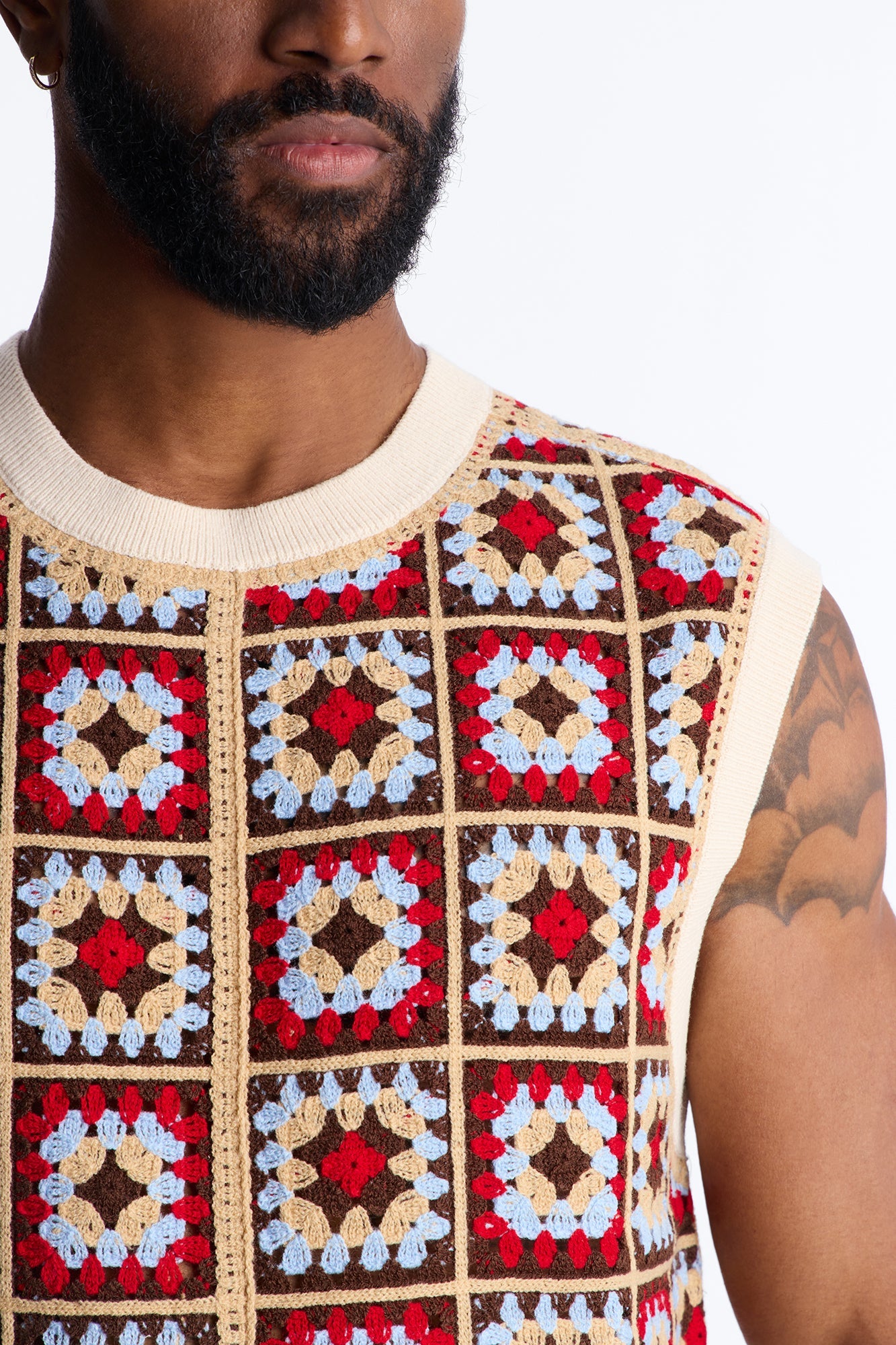 Square One Sweater Vest - Burgundy/combo