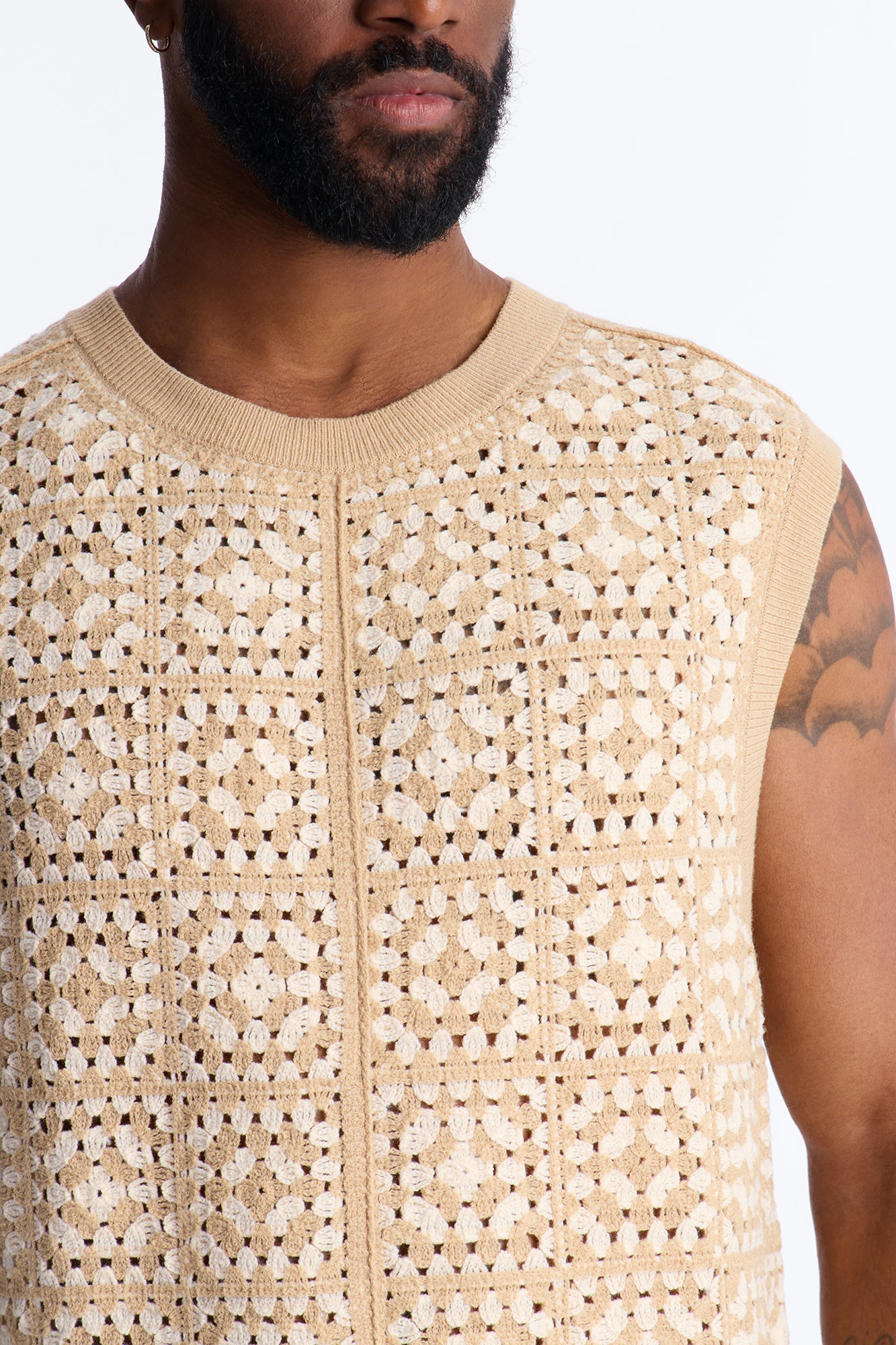 Square One Sweater Vest - Tan/Multi